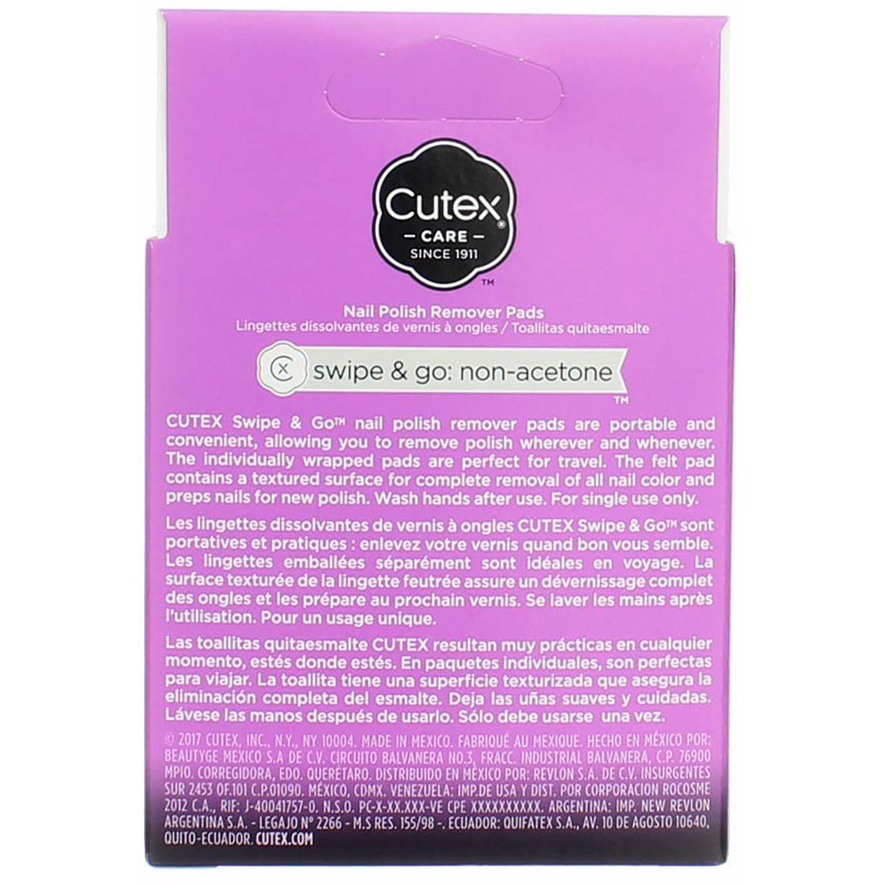 Foto 6 | Almohadillas Quitaesmalte Cutex Care Swipe & Go, 10 Almohadillas - Venta Internacional.