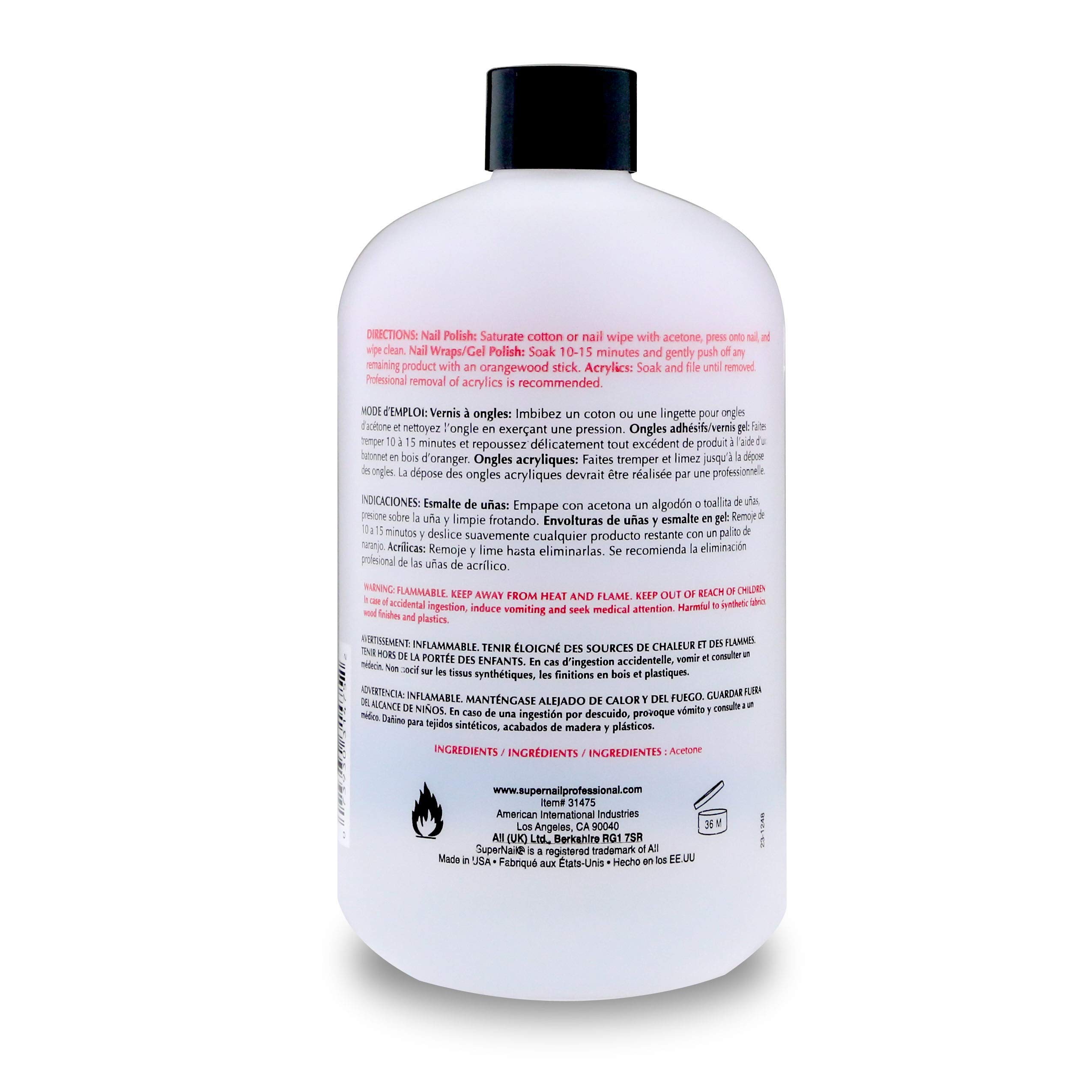 Foto 4 pulgar | Quitaesmalte Super Nail Pure Acetone 473 Ml - Venta Internacional.