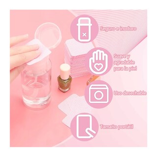 Foto 4 | Toallitas Libre De Pelusa Para Uñas Limpiar Pinza 400 Pzs Rosa Belug
