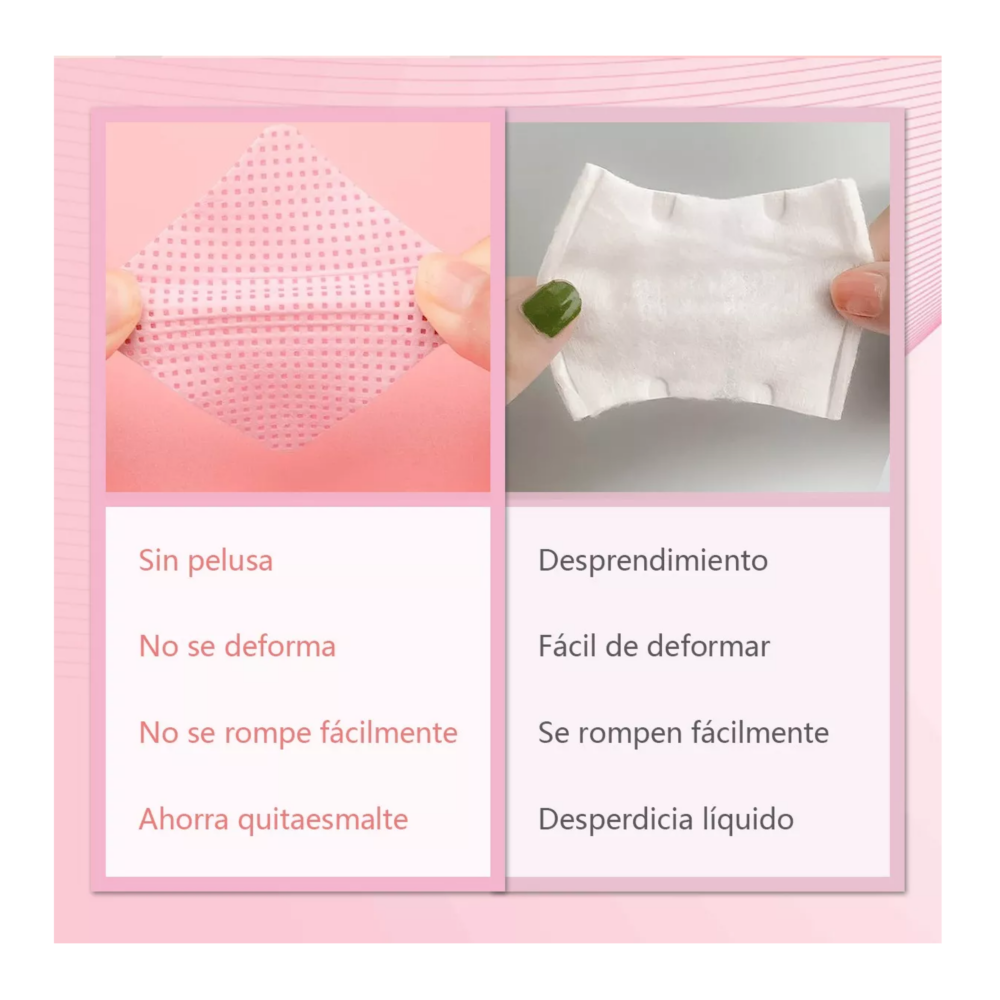 Foto 5 | Toallitas Libre De Pelusa Para Uñas Limpiar Pinza 400 Pzs Rosa Belug