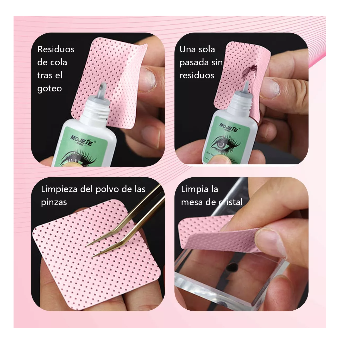 Foto 3 pulgar | Toallitas Libre De Pelusa Para Uñas Limpiar Pinza 400 Pzs Rosa