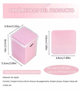 Foto 3 | Toallitas Libre De Pelusa Para Uñas Limpiar Pinza 400 Pzs Rosa