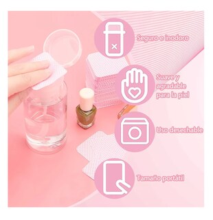 Foto 4 | Toallitas Libre De Pelusa Para Uñas Limpiar Pinza 400 Pzs Rosa