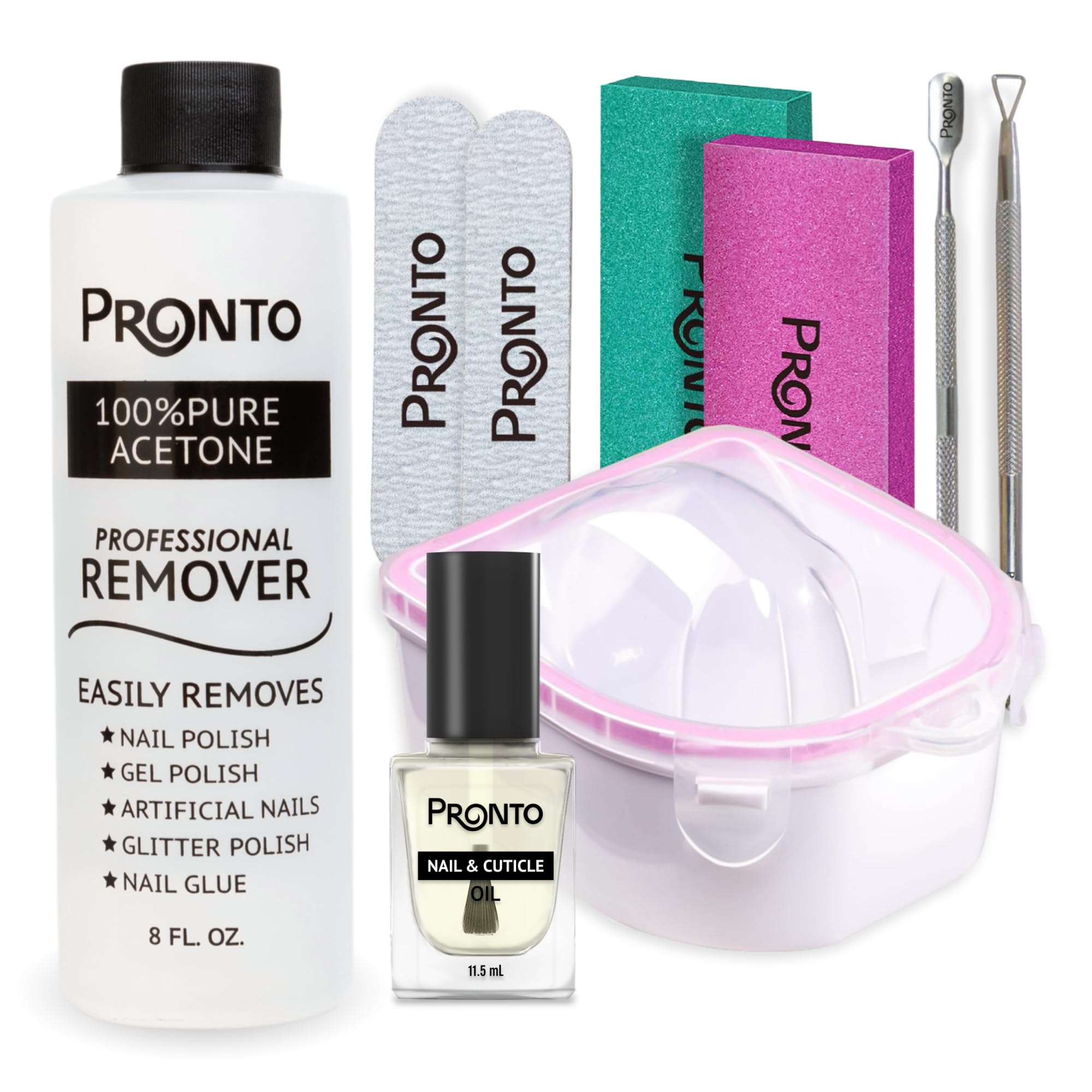 Foto 2 pulgar | Kit Removedor De Uñas Pronto Gel Con 240 Ml De Acetona Pura Y Accesorios - Venta Internacional.