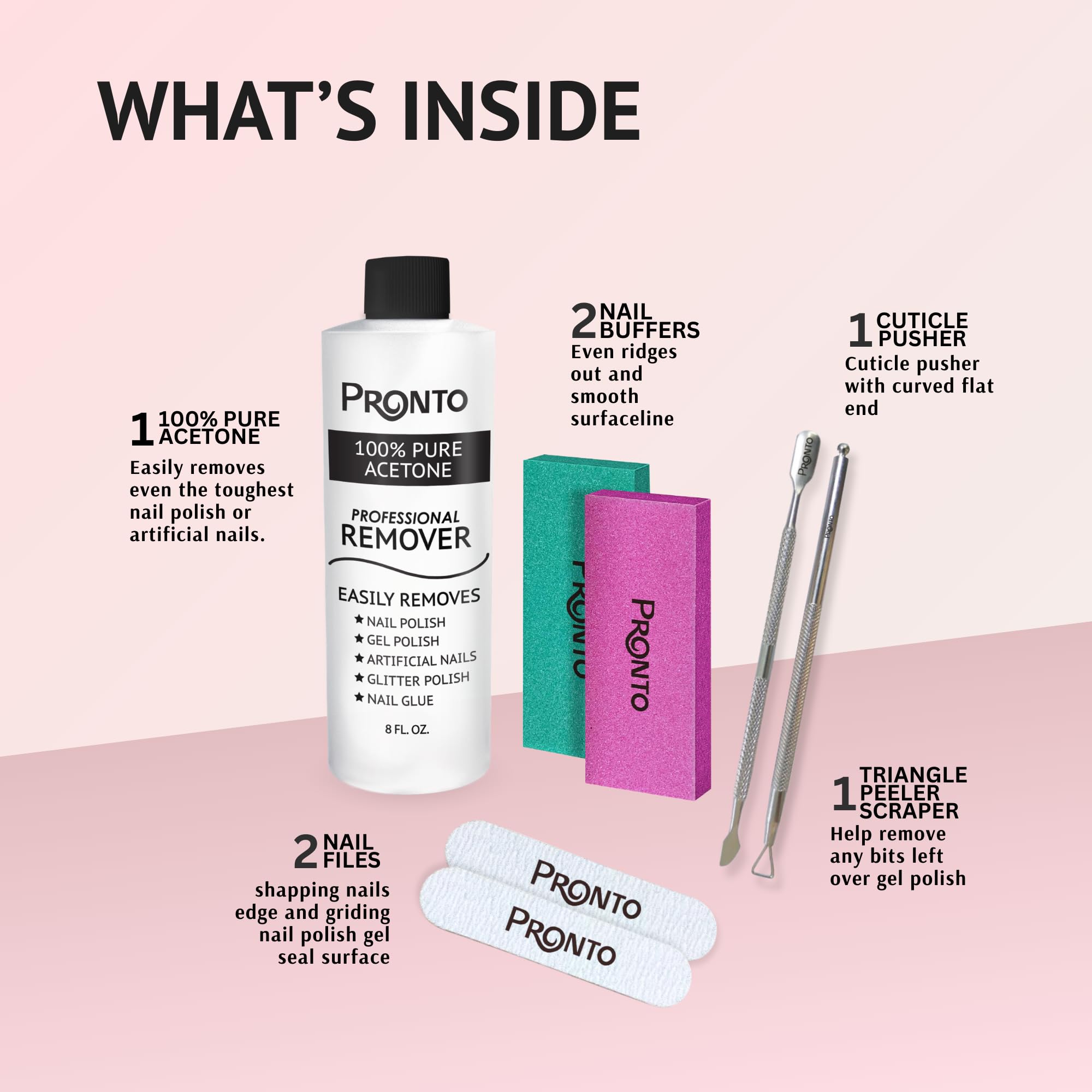Foto 3 pulgar | Acetona Pronto 240 ml con Kit de Manicura - Venta Internacional