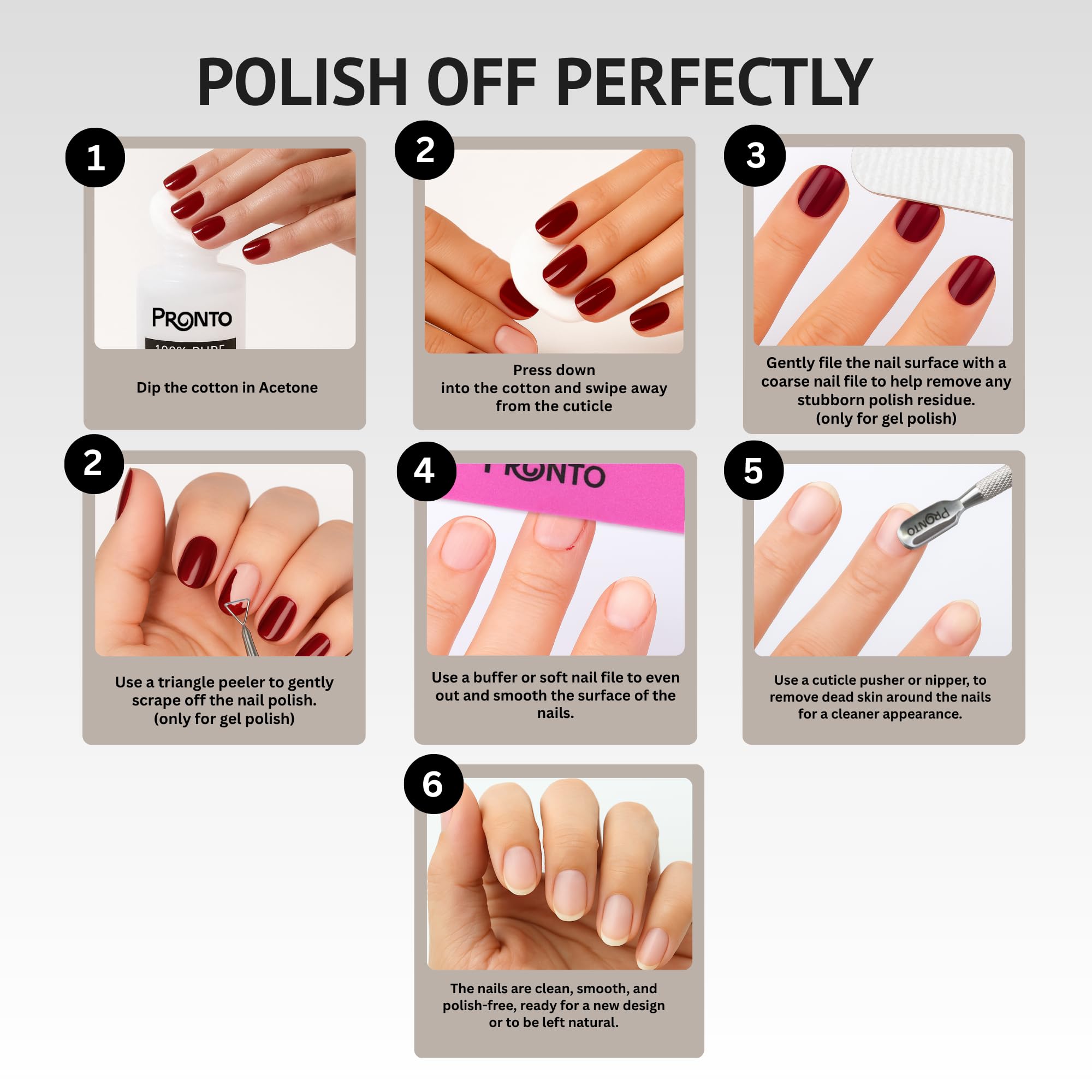 Foto 4 pulgar | Acetona Pronto 240 ml con Kit de Manicura - Venta Internacional