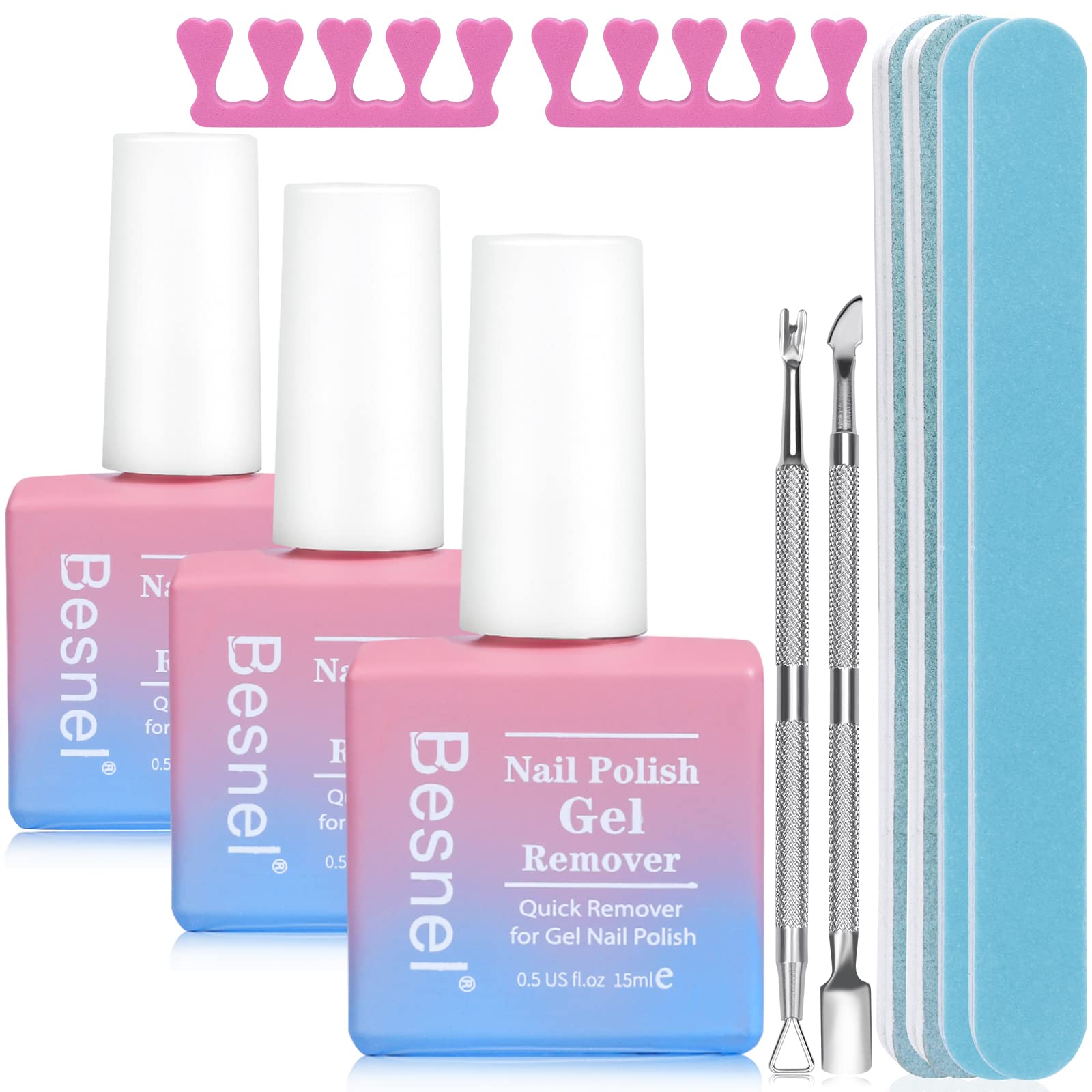 Foto 2 pulgar | Removedor de Esmalte de Uñas en Gel Besnel 3 Piezas de 15 ml C/U con Accesorios - Venta Internacional
