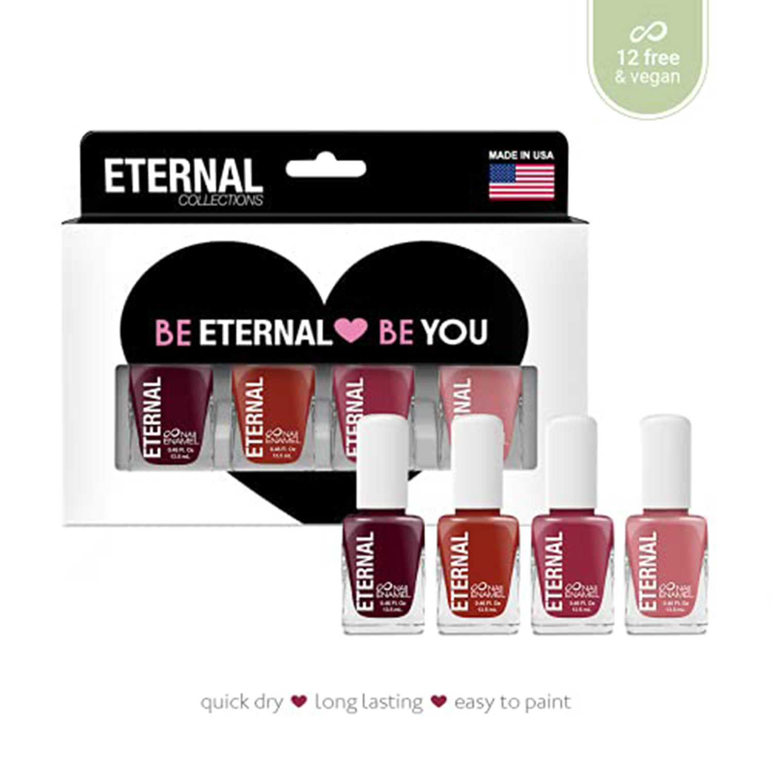 Foto 4 pulgar | Juego de 4 Esmaltes para Uñas Eternal Cosmetics Rock And Rose Collection Multicolor