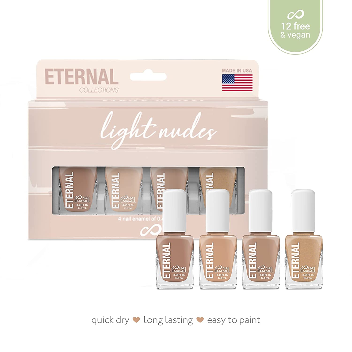 Foto 4 pulgar | Juego de 4 Esmaltes para Uñas Eternal Cosmetics Light Nudes Multicolor