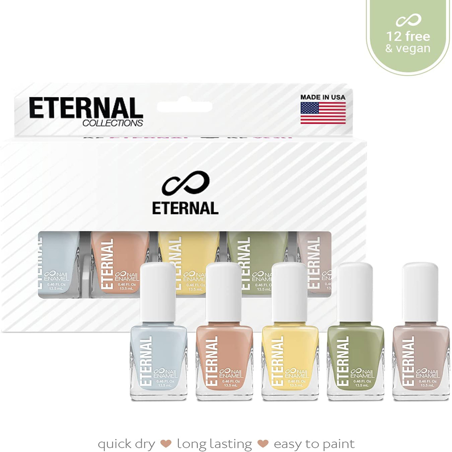 Foto 4 pulgar | Juego de 5 Esmaltes Eternal Cosmetics para Uñas Chic Pastels Multicolor