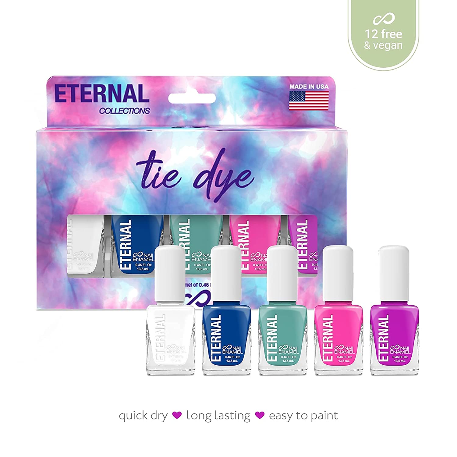 Foto 4 pulgar | Juego de 5 Esmaltes para Uñas Eternal Cosmetics Tie Dye Multicolor