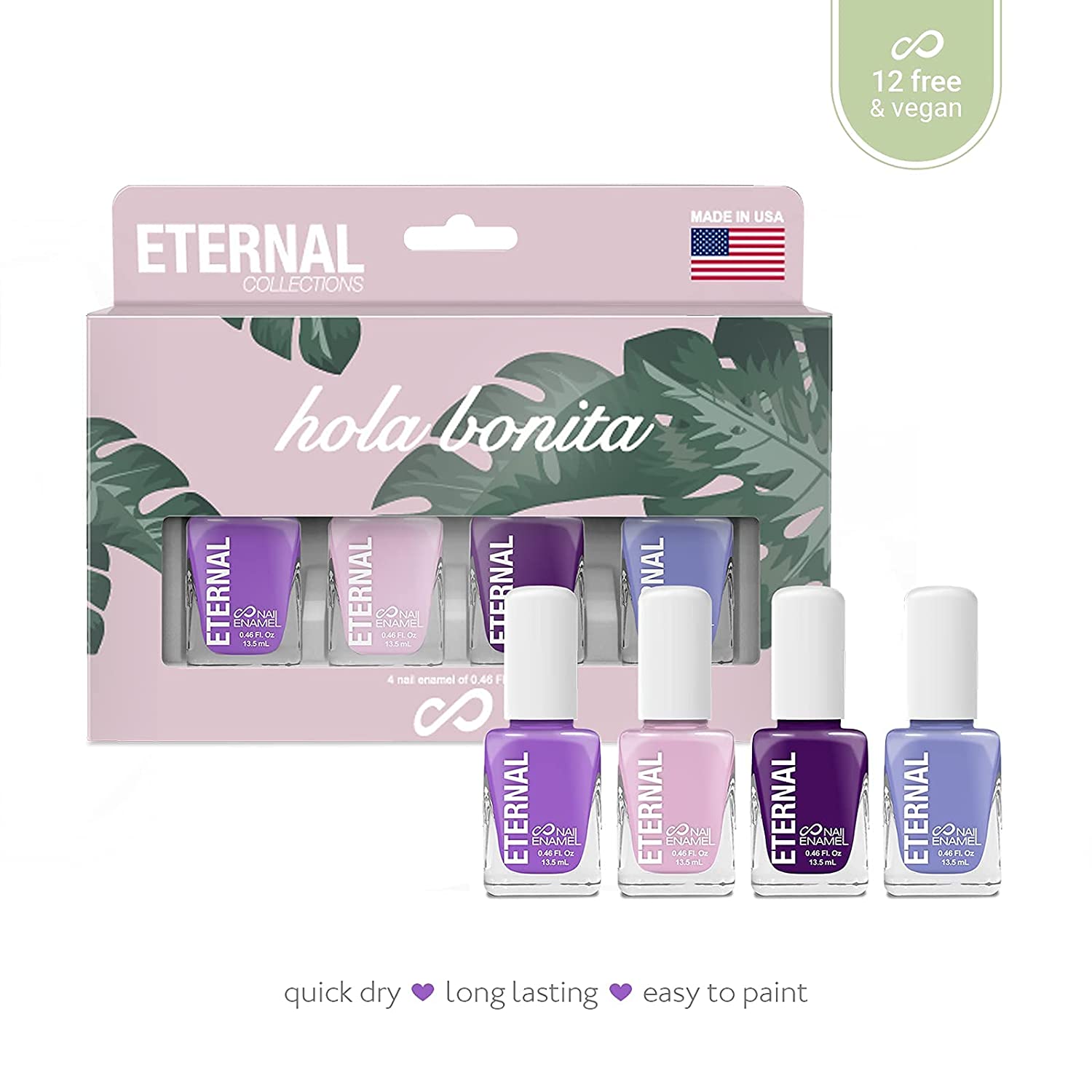 Foto 4 pulgar | Juego de 4 Esmaltes para Uñas Eternal Cosmetics Hola Bonita Multicolor