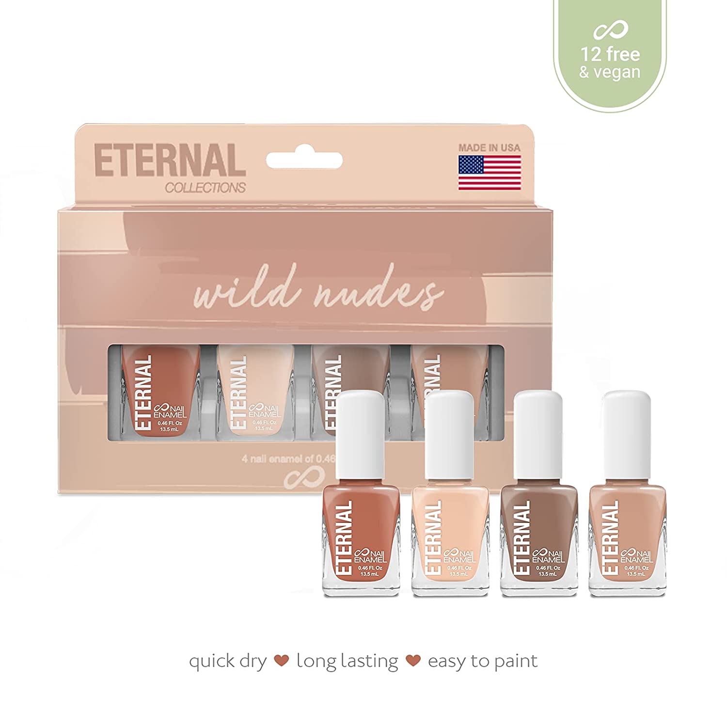 Foto 4 pulgar | Juego de 4 Esmaltes para Uñas Eternal Cosmetics Wild Nudes Multicolor