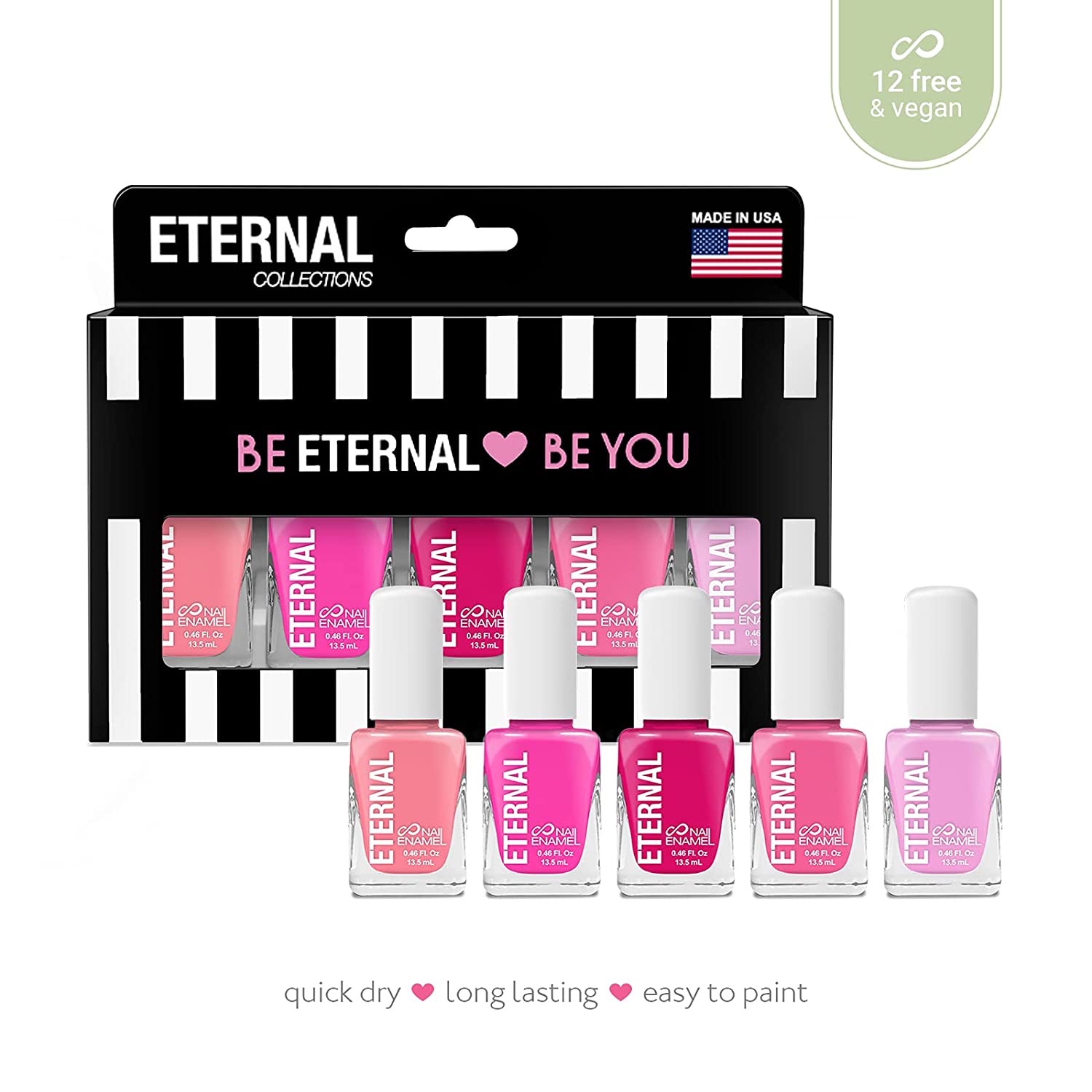 Foto 4 pulgar | Juego de 5 Esmaltes para Uñas Eternal Cosmetics So Pink Multicolor