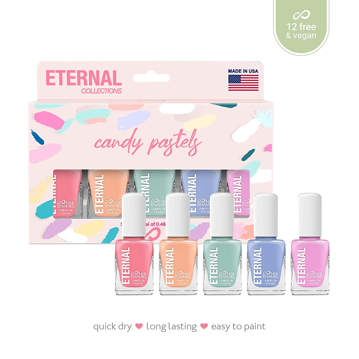 Foto 4 pulgar | Juego de 5 Esmaltes para Uñas Eternal Cosmetics Pastel Multicolor