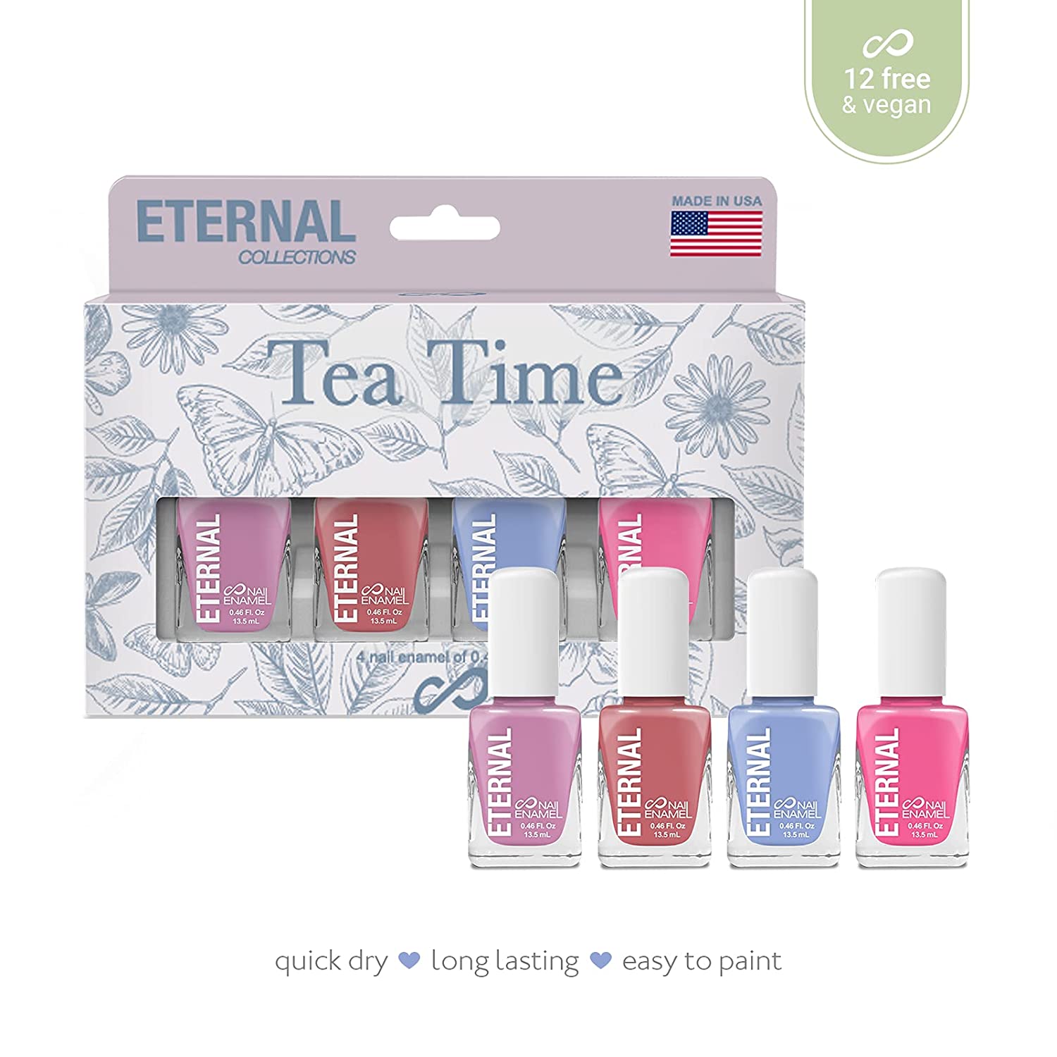 Foto 4 pulgar | Juego de 4 Esmaltes para Uñas Eternal Cosmetics Tea Time Multicolor