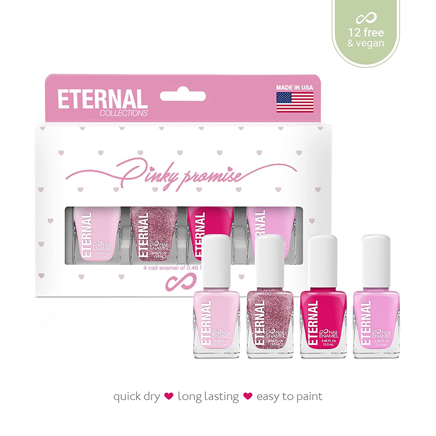 Foto 4 pulgar | Juego de 4 Esmaltes para Uñas Eternal Cosmetics Pinky Promise Multicolor