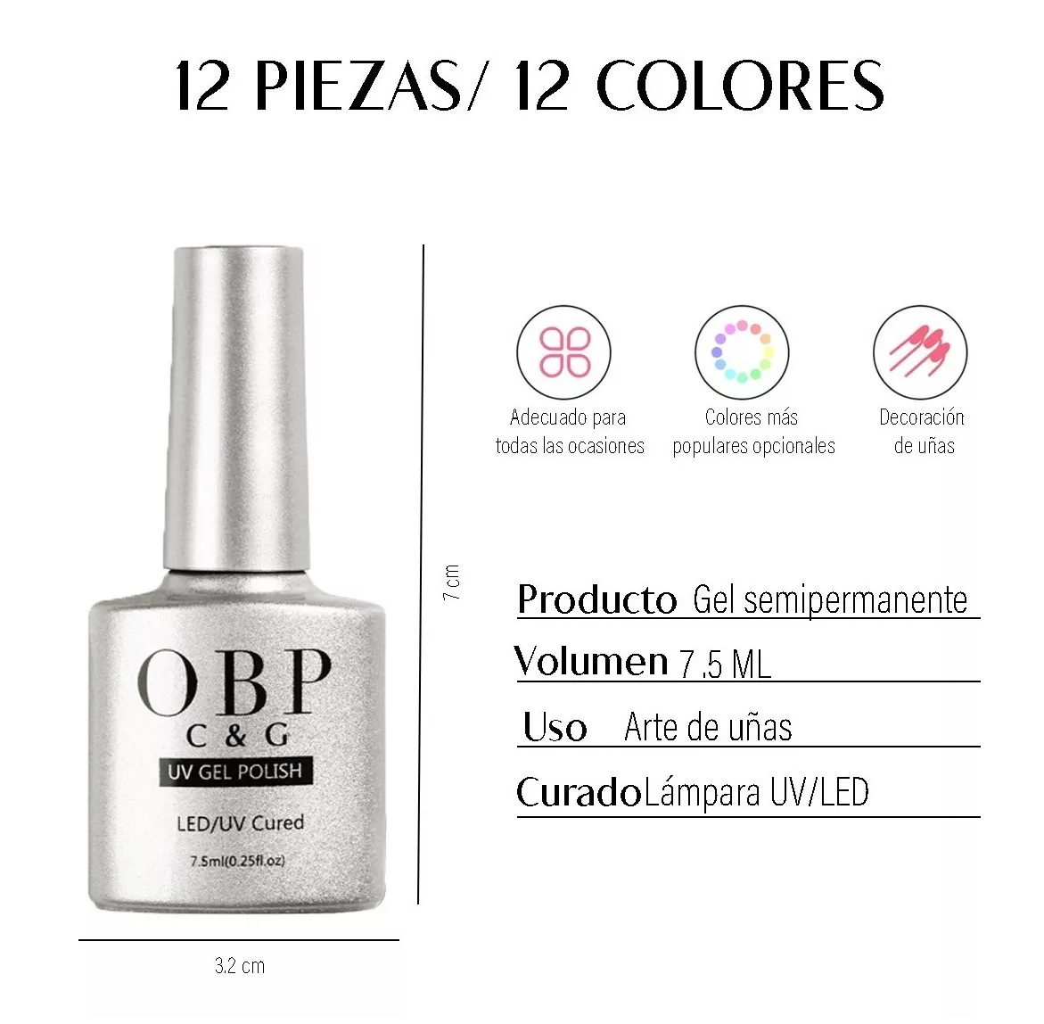 Foto 4 | Gel Semi Permanente para Uñas Obp 12 colores