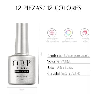 Foto 4 | Gama de 12 Colores Gel Esmalte Semi Permanente OBP