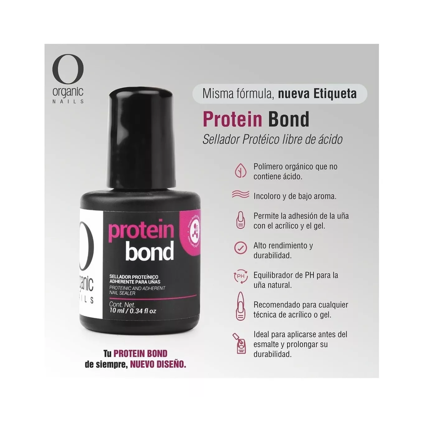 Foto 5 pulgar | Protein Bond 10 Ml Organic Nails 2 Pzs Frascos Negro