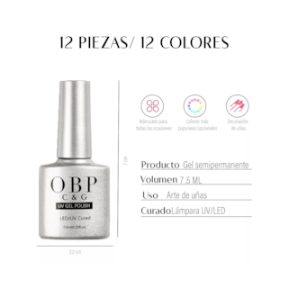 Foto 5 | Gama de 12 Colores Gel Esmalte Semi Permanente Obp-07