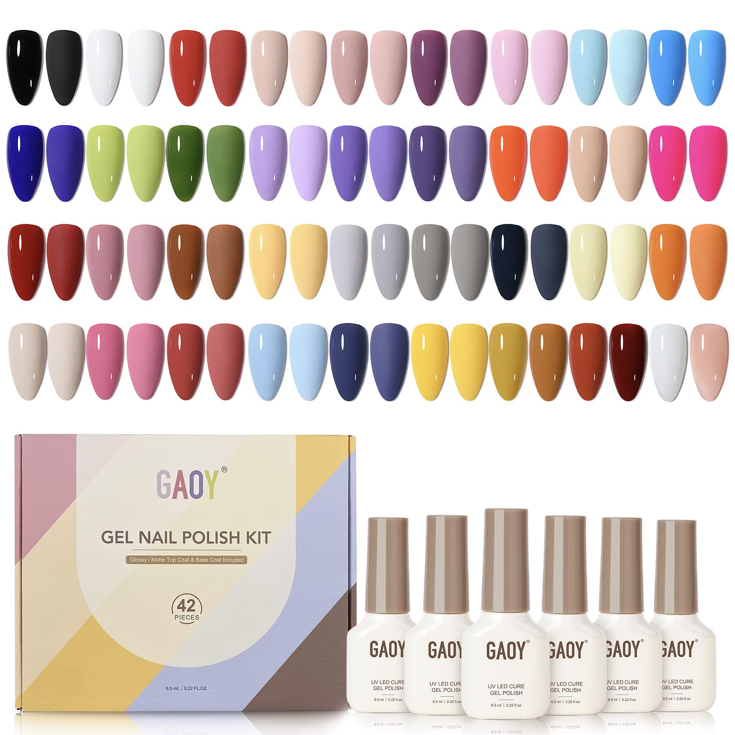 Kit De Esmaltes De Uñas En Gel Gaoy, 42 Unidades, Rosa, Blanco Y Rojo Para Todas Las Estaciones - Venta Internacional.