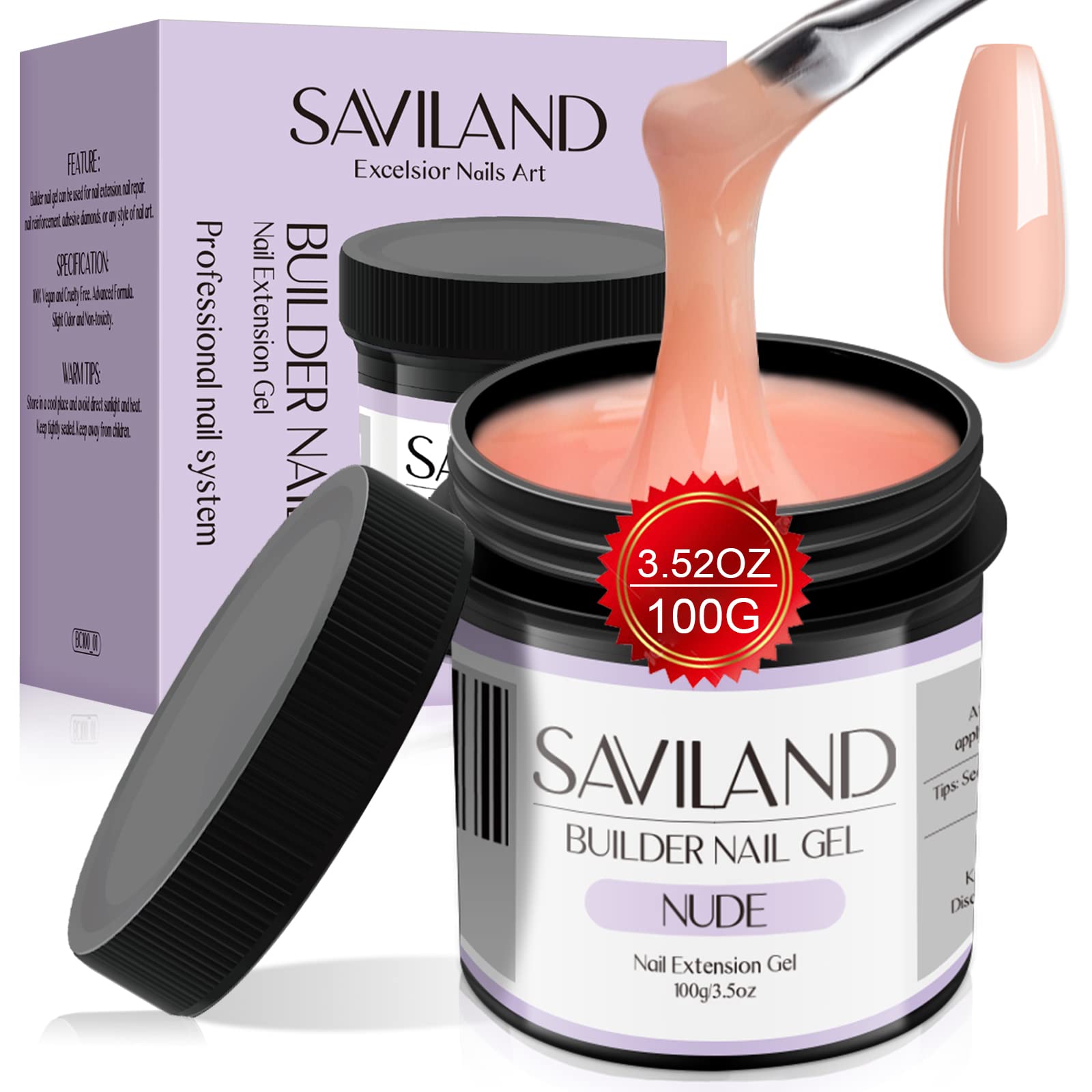 Gel Builder Nail Gel Saviland U V, 100 G, Color Nude, Gel Duro Para Uñas - Venta Internacional. $799