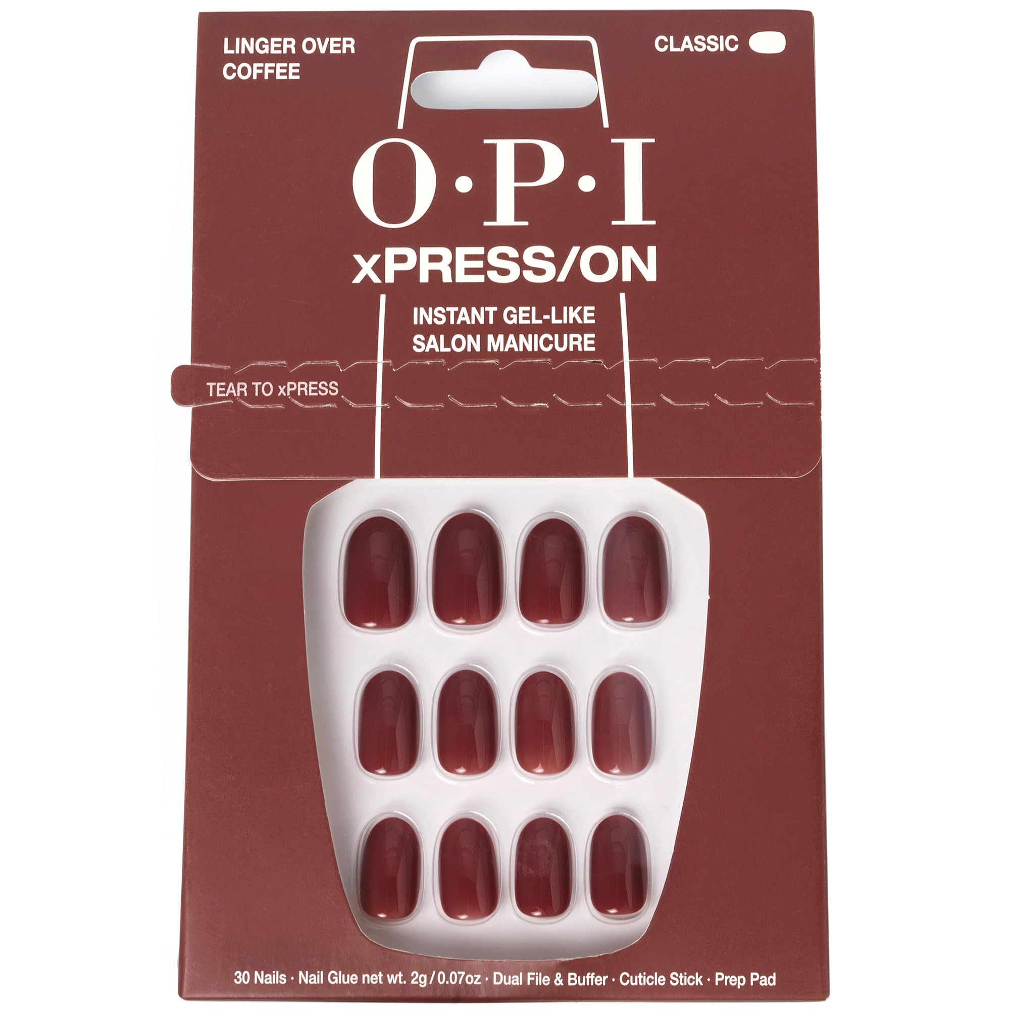 Presiona Las Uñas Opi Xpress/on Linger Sobre Café Marrón Oscuro - Venta Internacional.