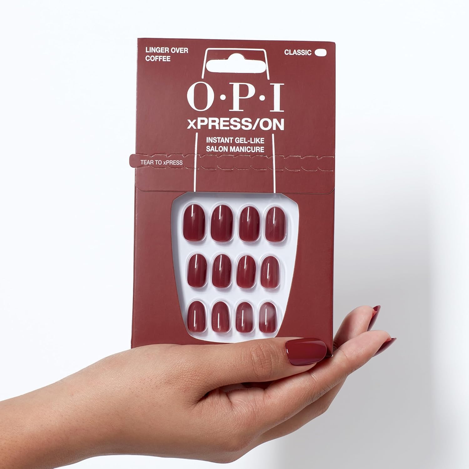 Foto 5 | Presiona Las Uñas Opi Xpress/on Linger Sobre Café Marrón Oscuro - Venta Internacional.