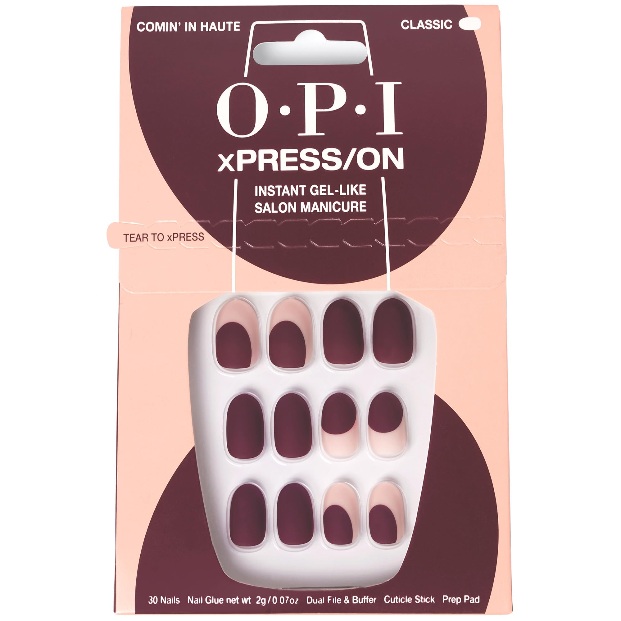 Foto 2 pulgar | Press On Nails Opi Xpress/on Comin' In Haute Red Con Pegamento Para Uñas - Venta Internacional.