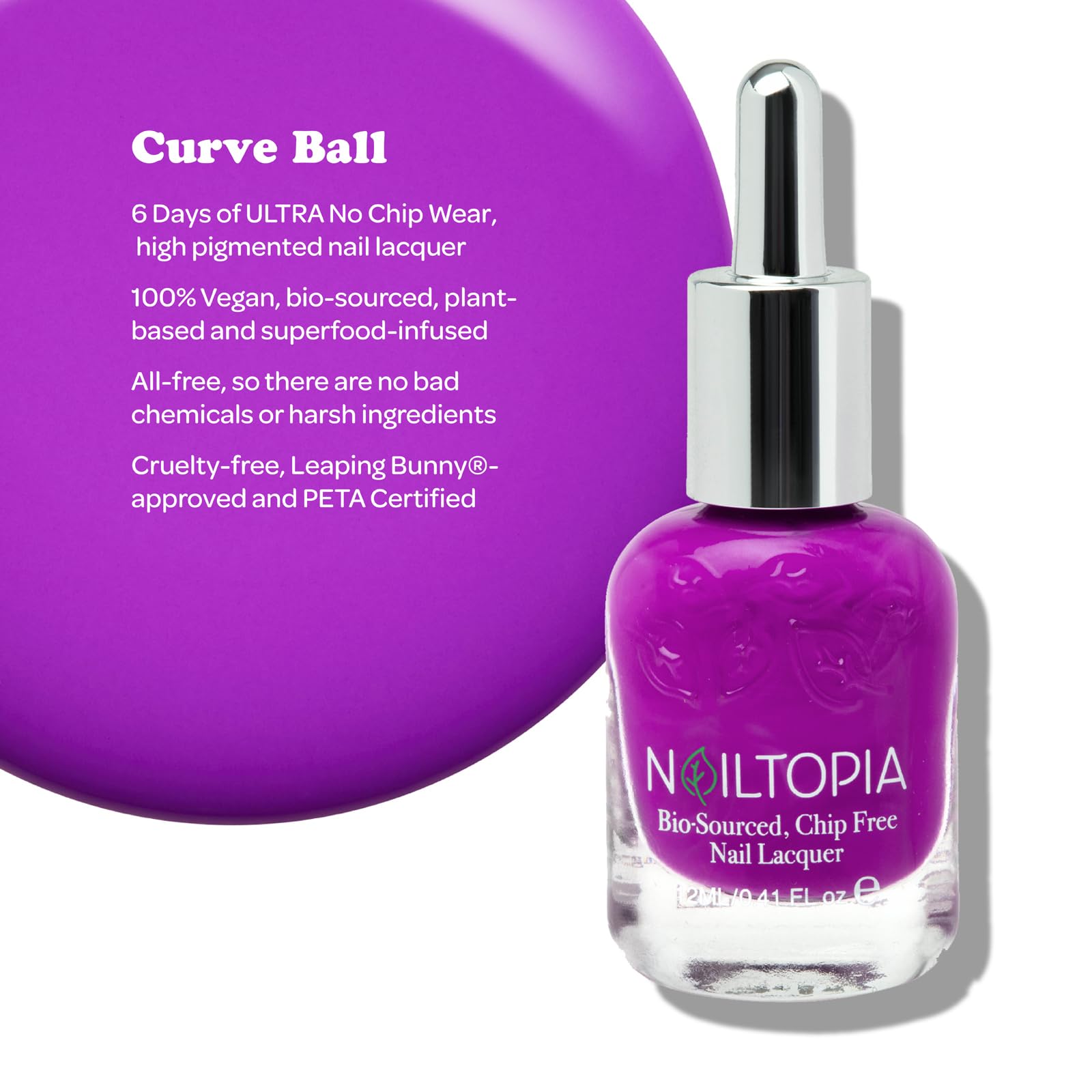 Foto 3 pulgar | Esmalte De Uñas Nailtopia Curve Ball, Color Morado Brillante, 12 Ml - Venta Internacional.