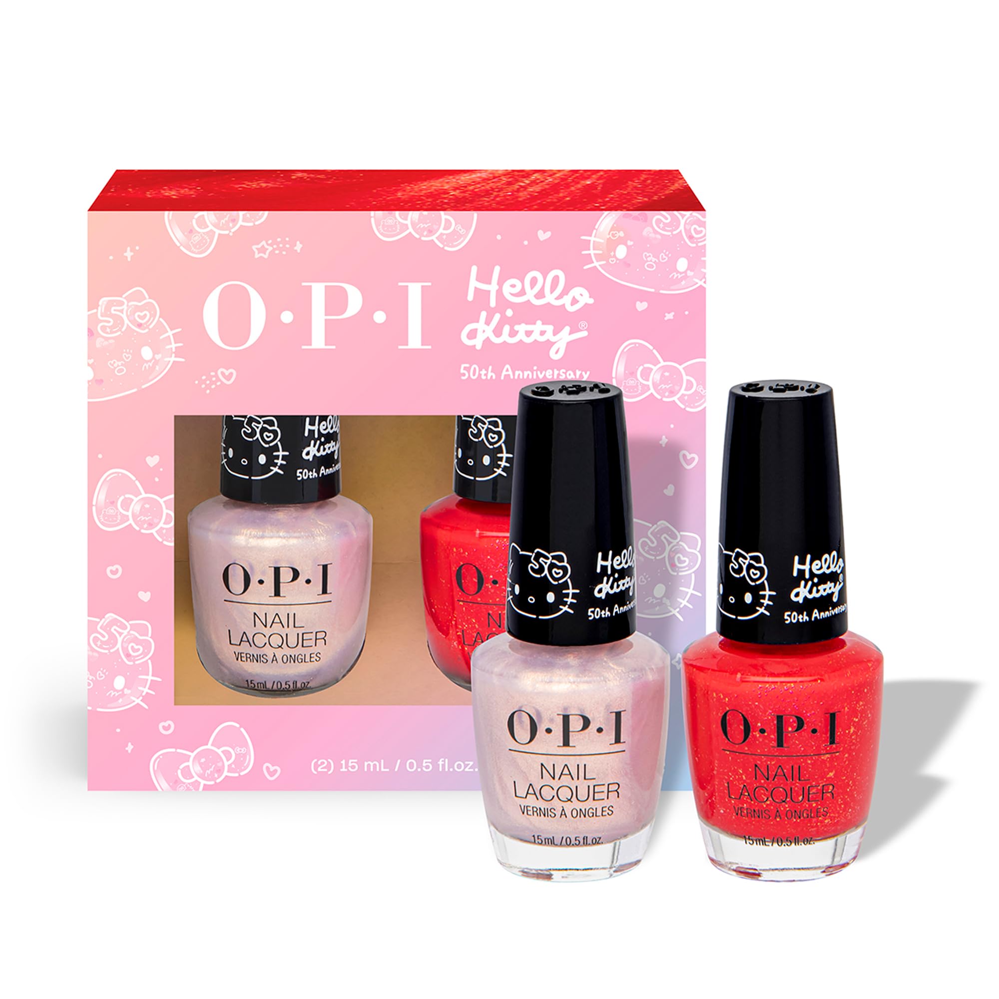 Esmalte De Uñas Opi Nail Lacquer Hello Kitty, Paquete Doble De 2 Piezas - Venta Internacional.