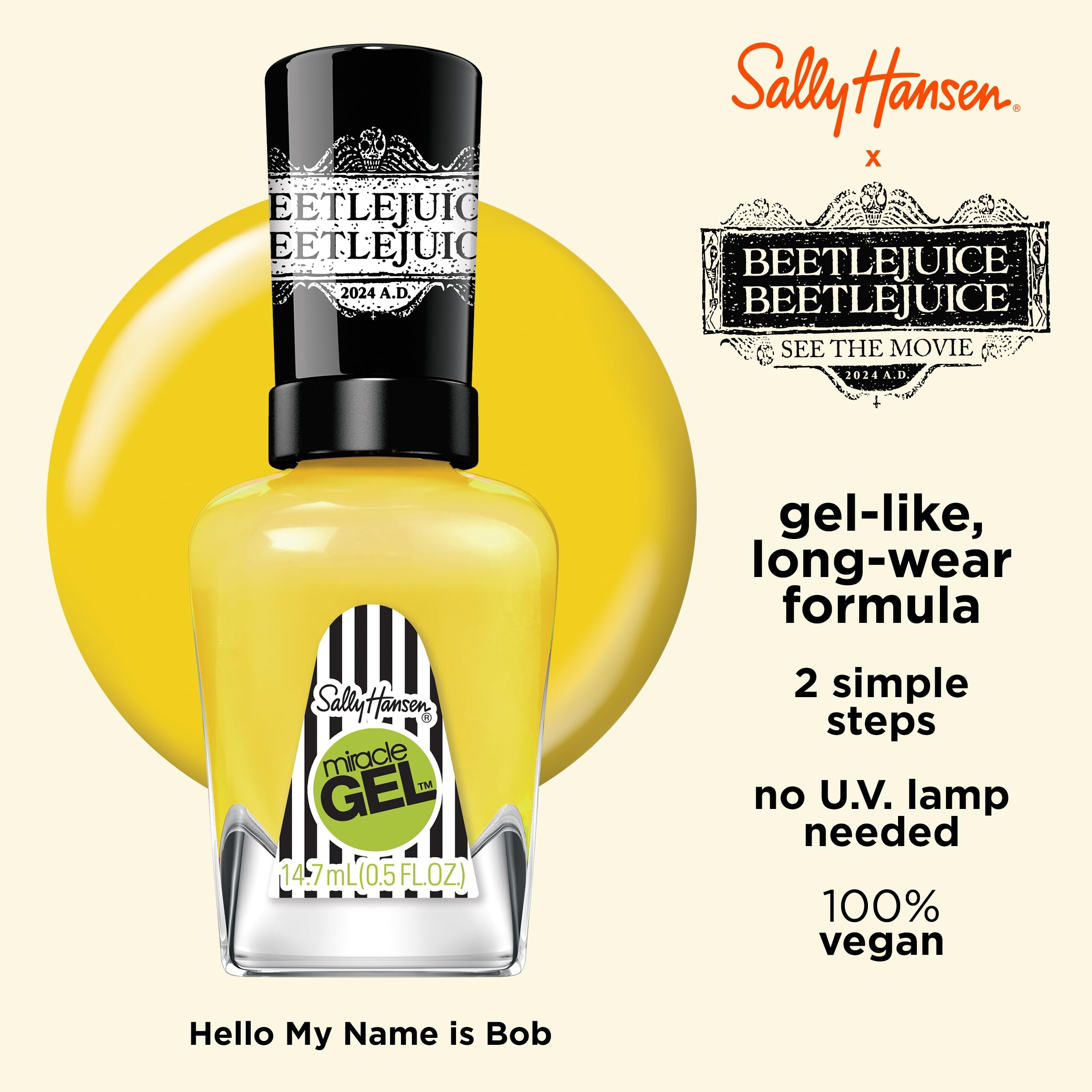 Foto 3 pulgar | Esmalte De Uñas Sally Hansen Miracle Gel™ Beetlejuice Bob Yellow - Venta Internacional.