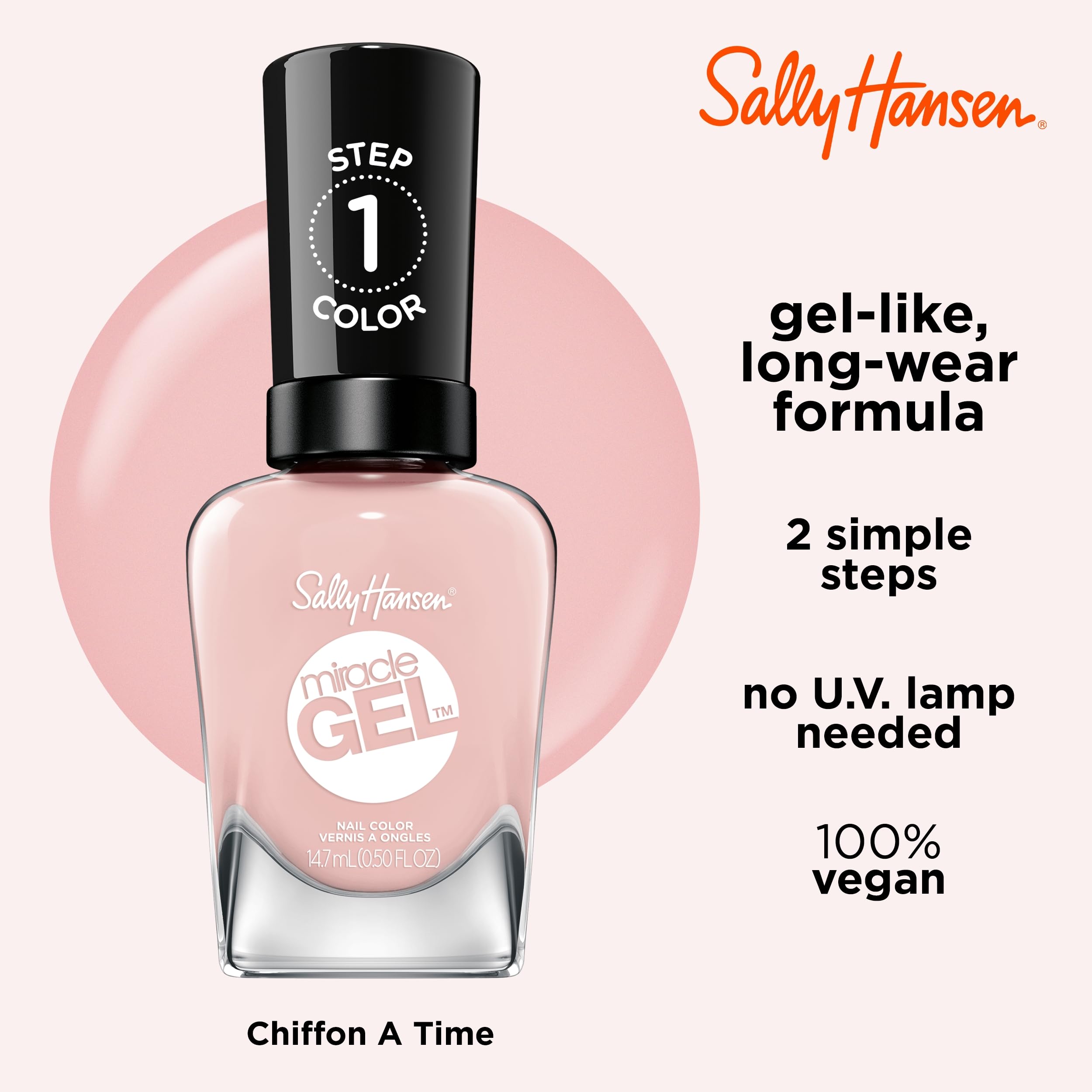 Foto 5 pulgar | Esmalte De Uñas Sally Hansen Miracle Gel Once Chiffon A Time Pink - Venta Internacional.