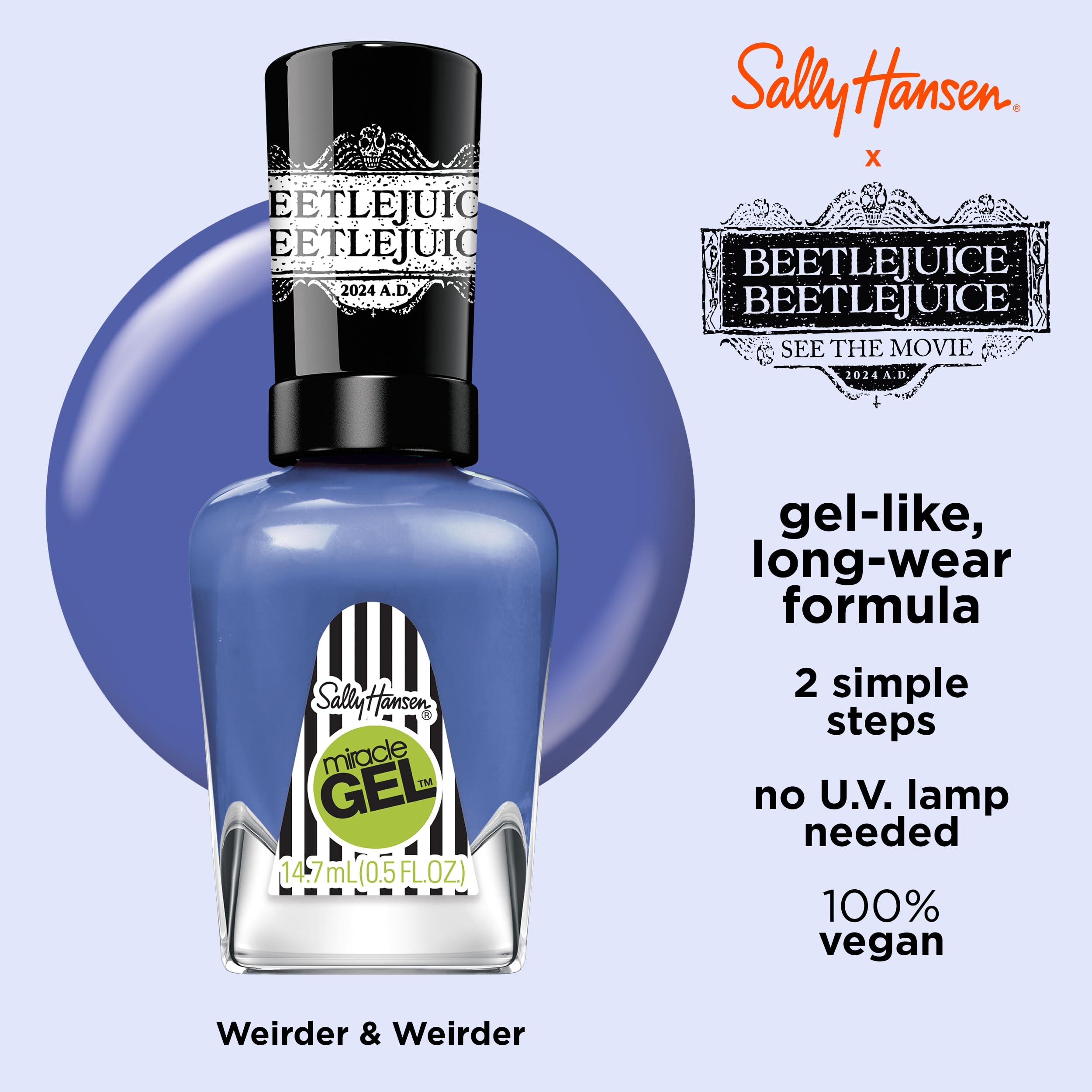 Foto 3 pulgar | Esmalte De Uñas Sally Hansen Miracle Gel™ Beetlejuice Weirder & Weirder Blue - Venta Internacional.