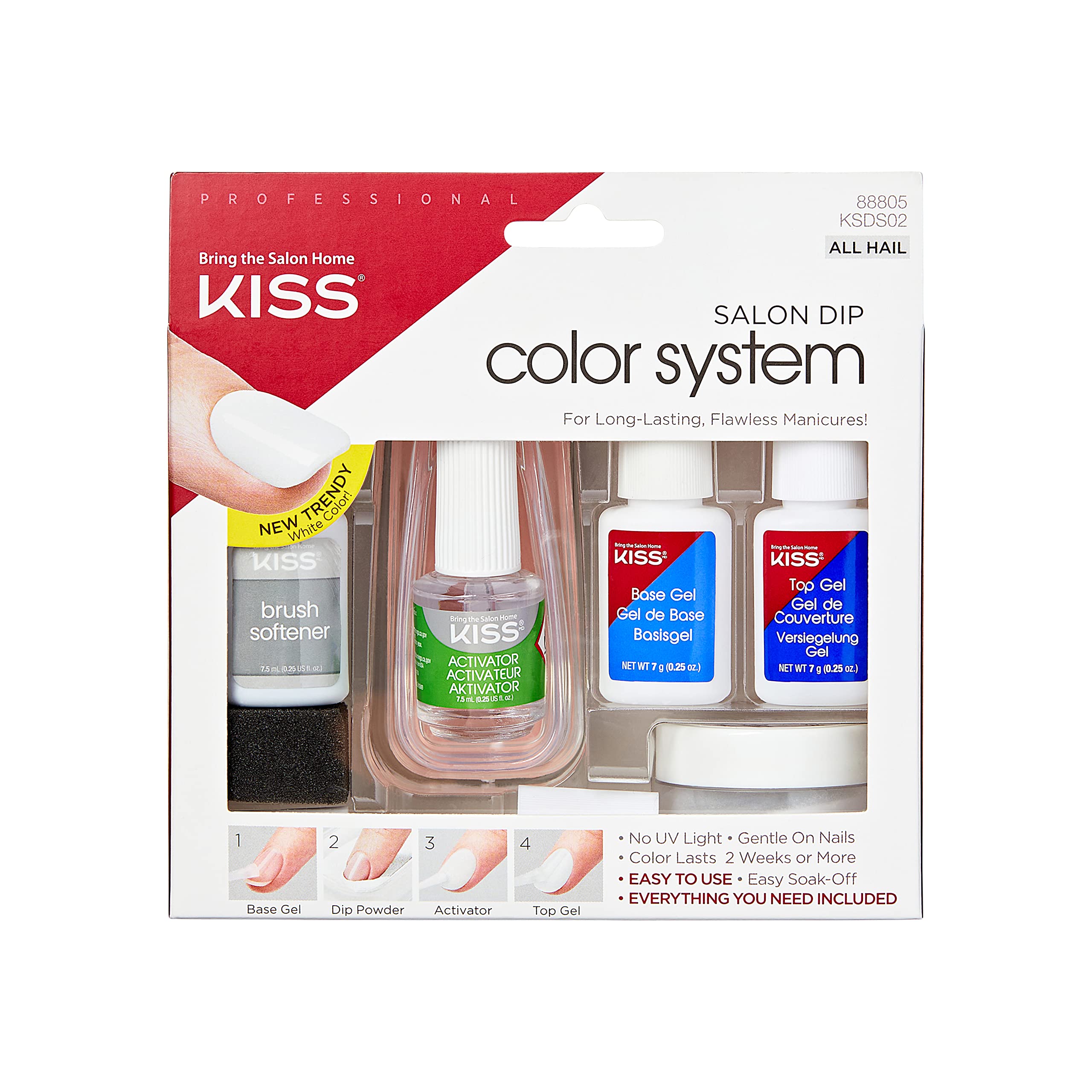 Foto 2 pulgar | Kit De Uñas Kiss Salon Dip Color System «all Hail» Con Lámpara Uv - Venta Internacional.