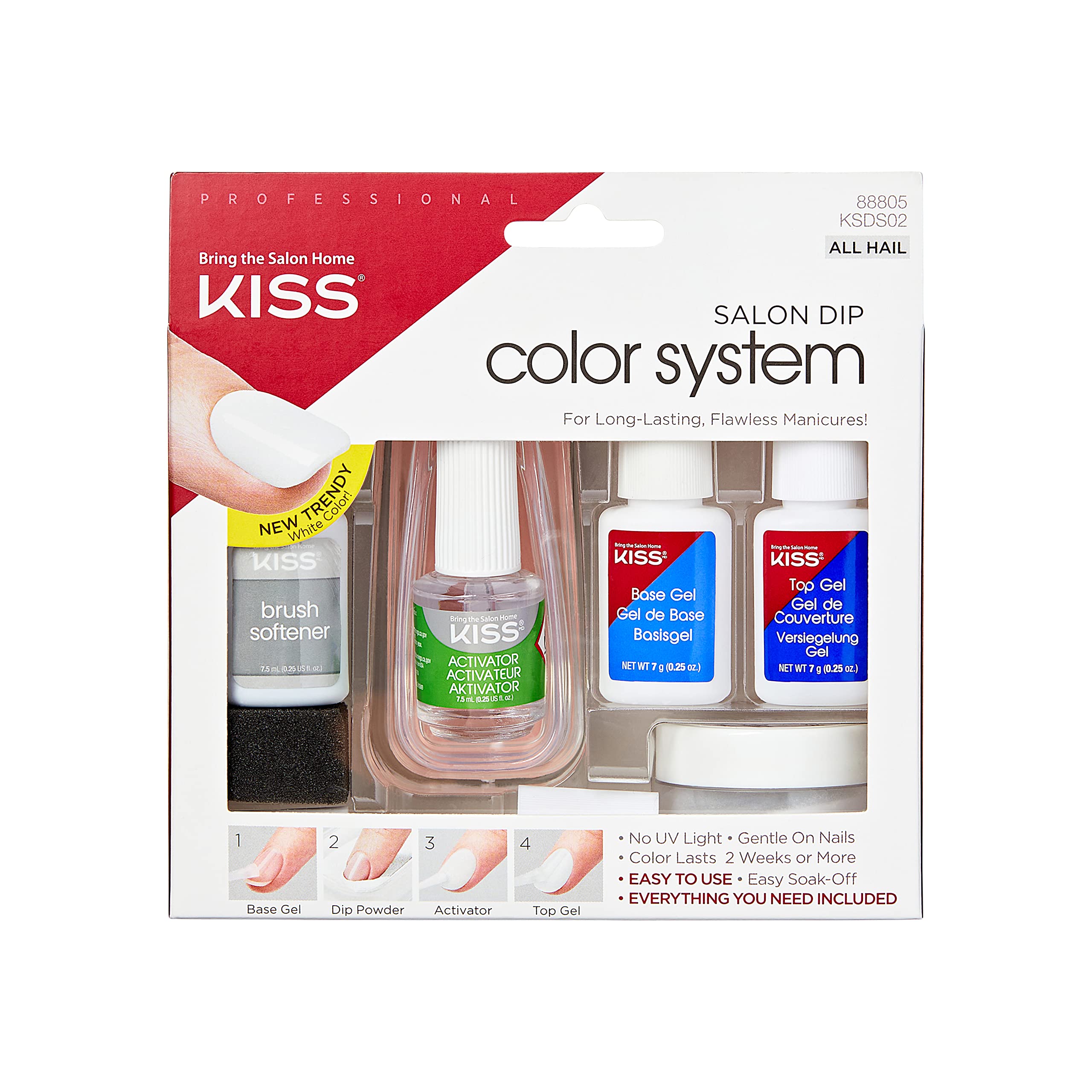 Kit De Uñas Kiss Salon Dip Color System «all Hail» Con Lámpara Uv - Venta Internacional.