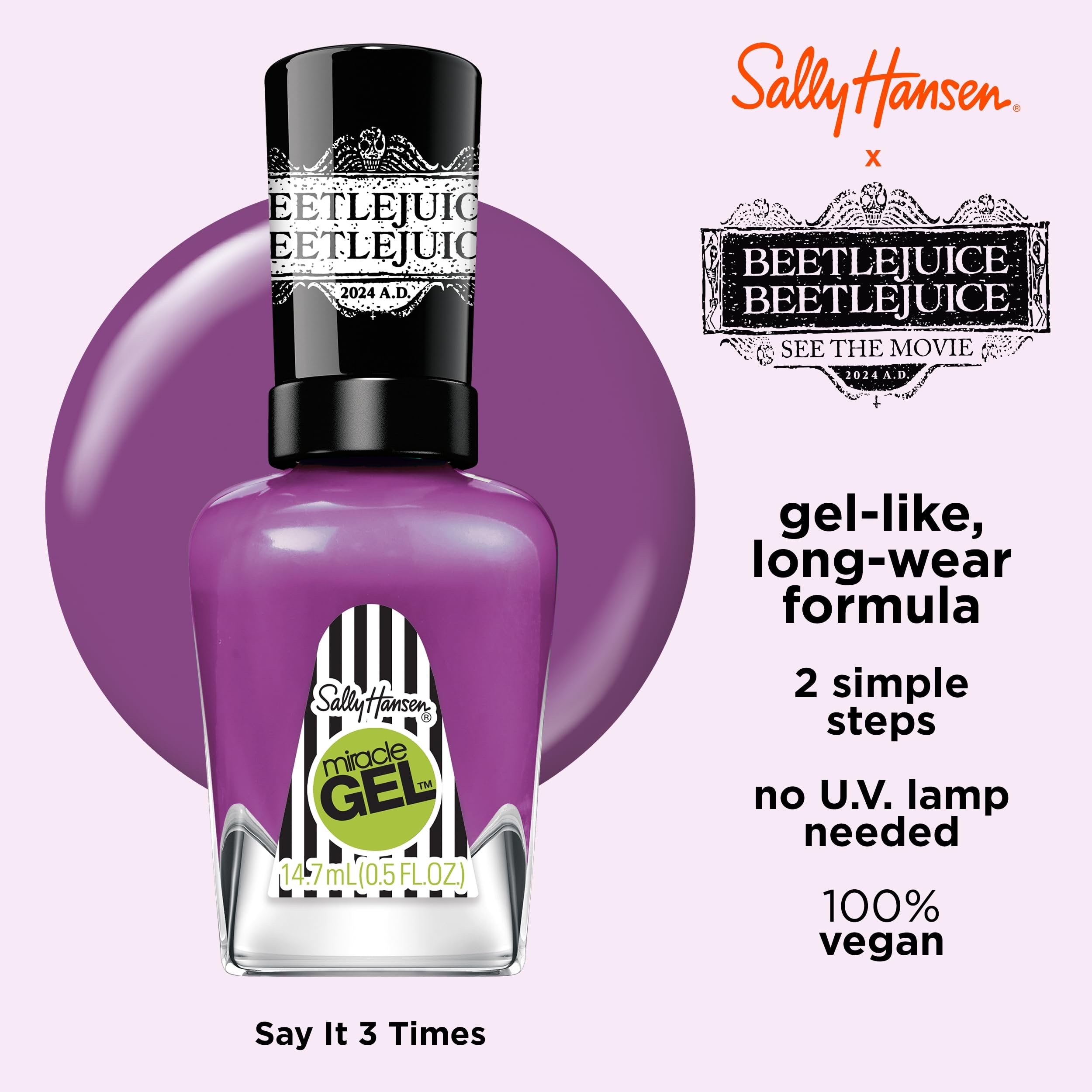 Foto 3 pulgar | Esmalte De Uñas Sally Hansen Miracle Gel™ Beetlejuice Purple - Venta Internacional.