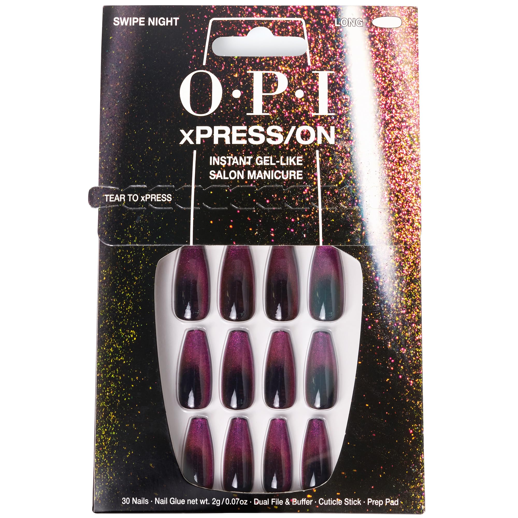 Foto 2 pulgar | Press On Nails Opi Xpress/on Swipe Night Holográfico Negro - Venta Internacional.