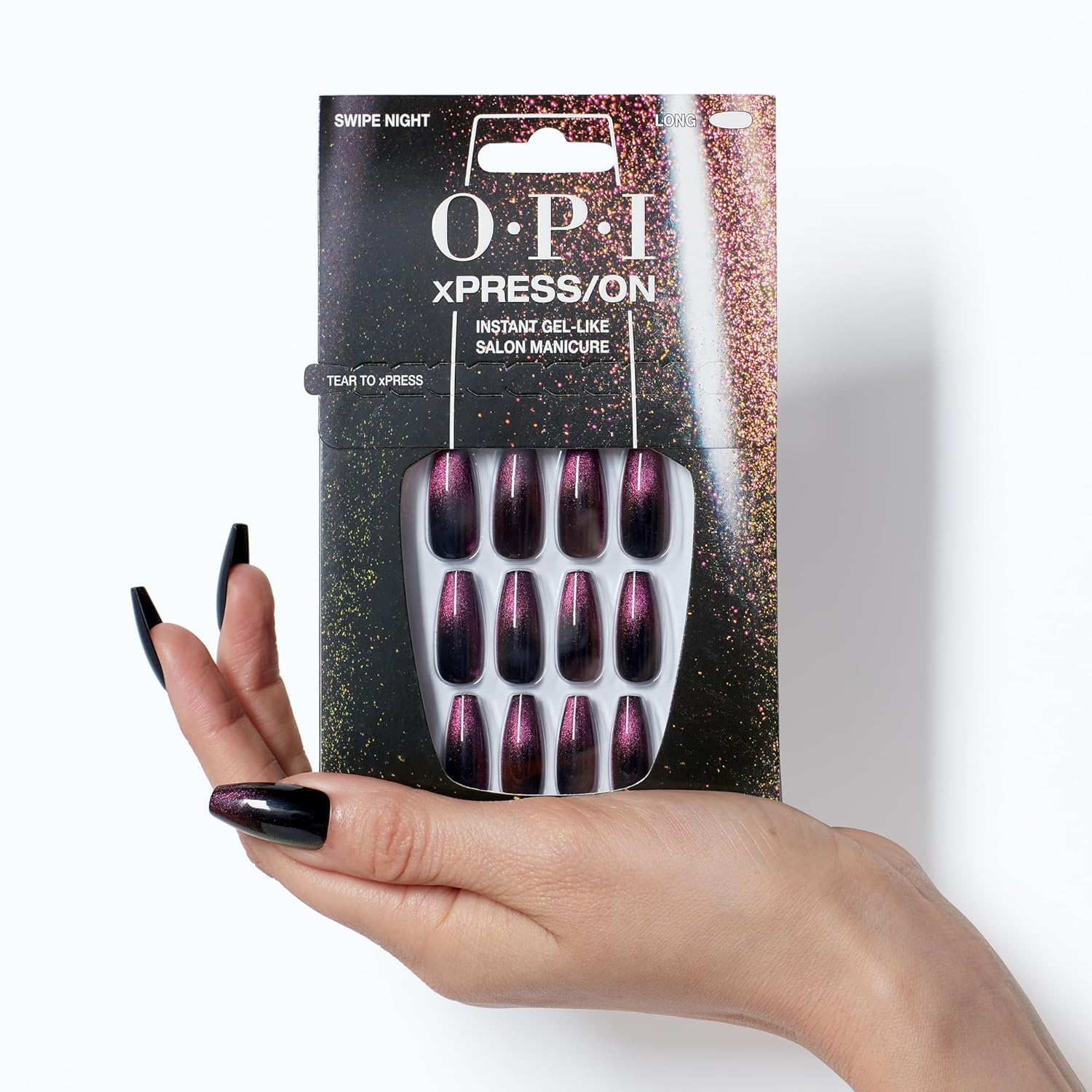 Foto 5 | Press On Nails Opi Xpress/on Swipe Night Holográfico Negro - Venta Internacional.