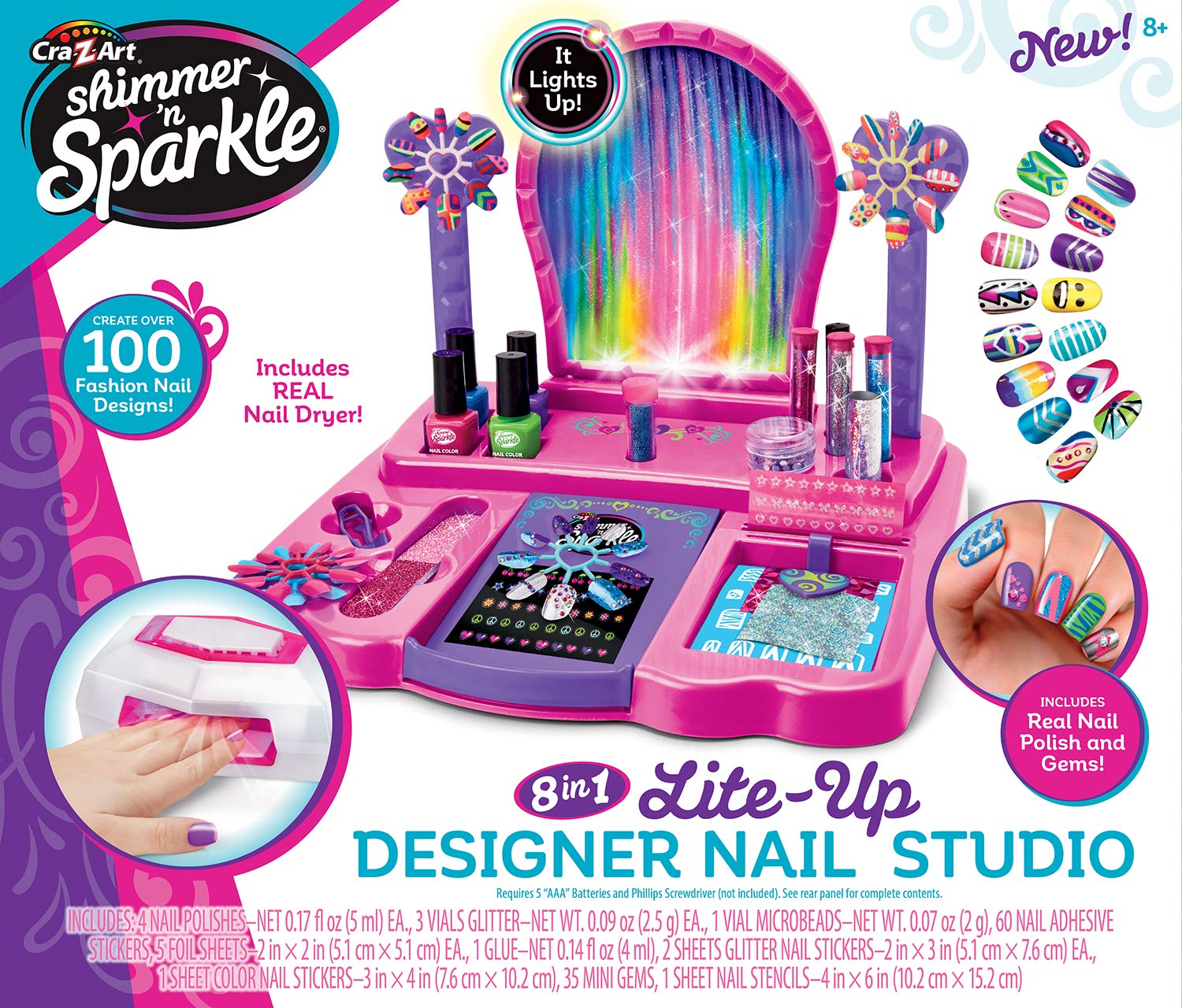 Diseñador De Uñas Cra-z-art Shimmer 'n Sparkle 8 En 1 Lite-up - Venta Internacional.