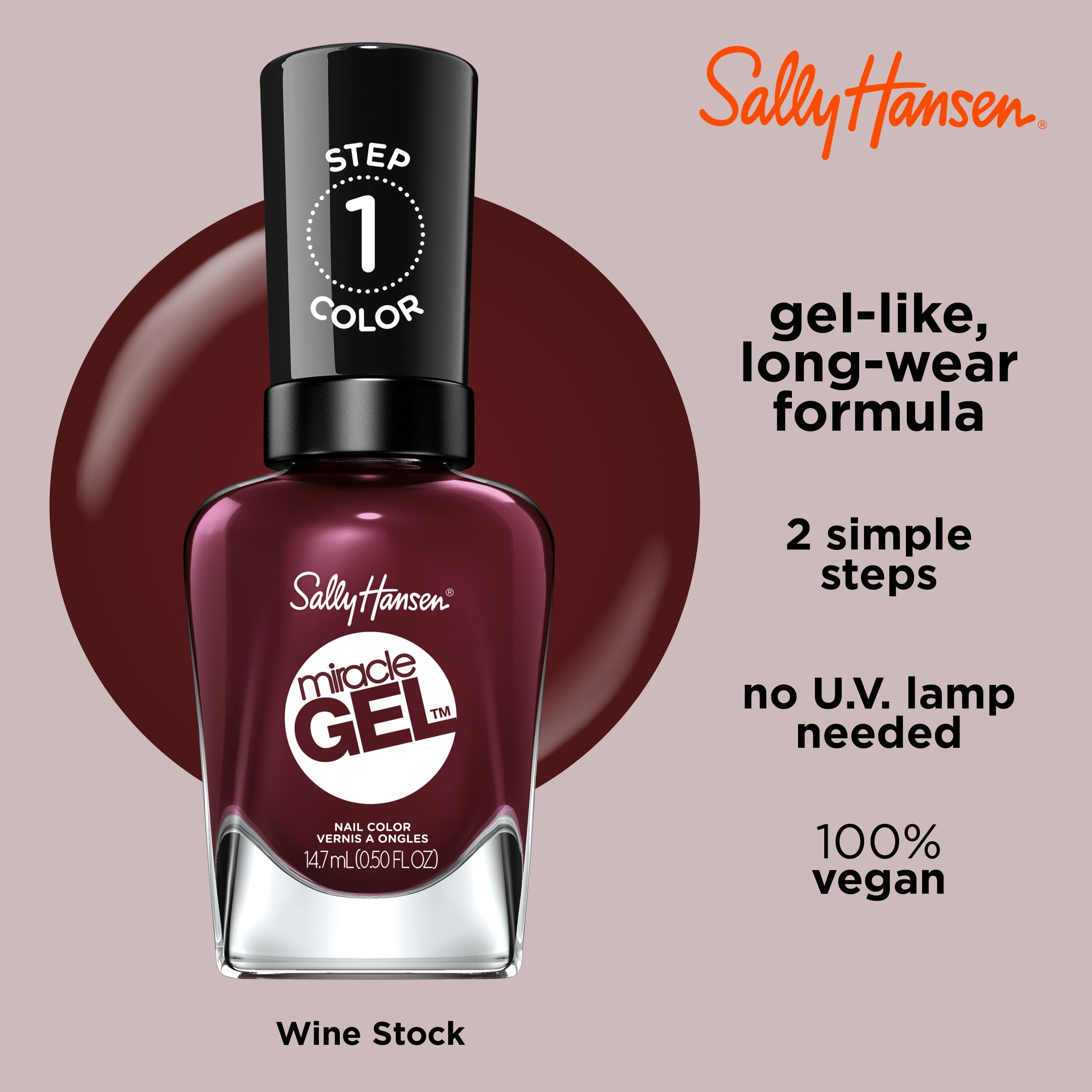 Foto 5 pulgar | Esmalte De Uñas Sally Hansen Miracle Gel™ Wine Stock Red - Venta Internacional.