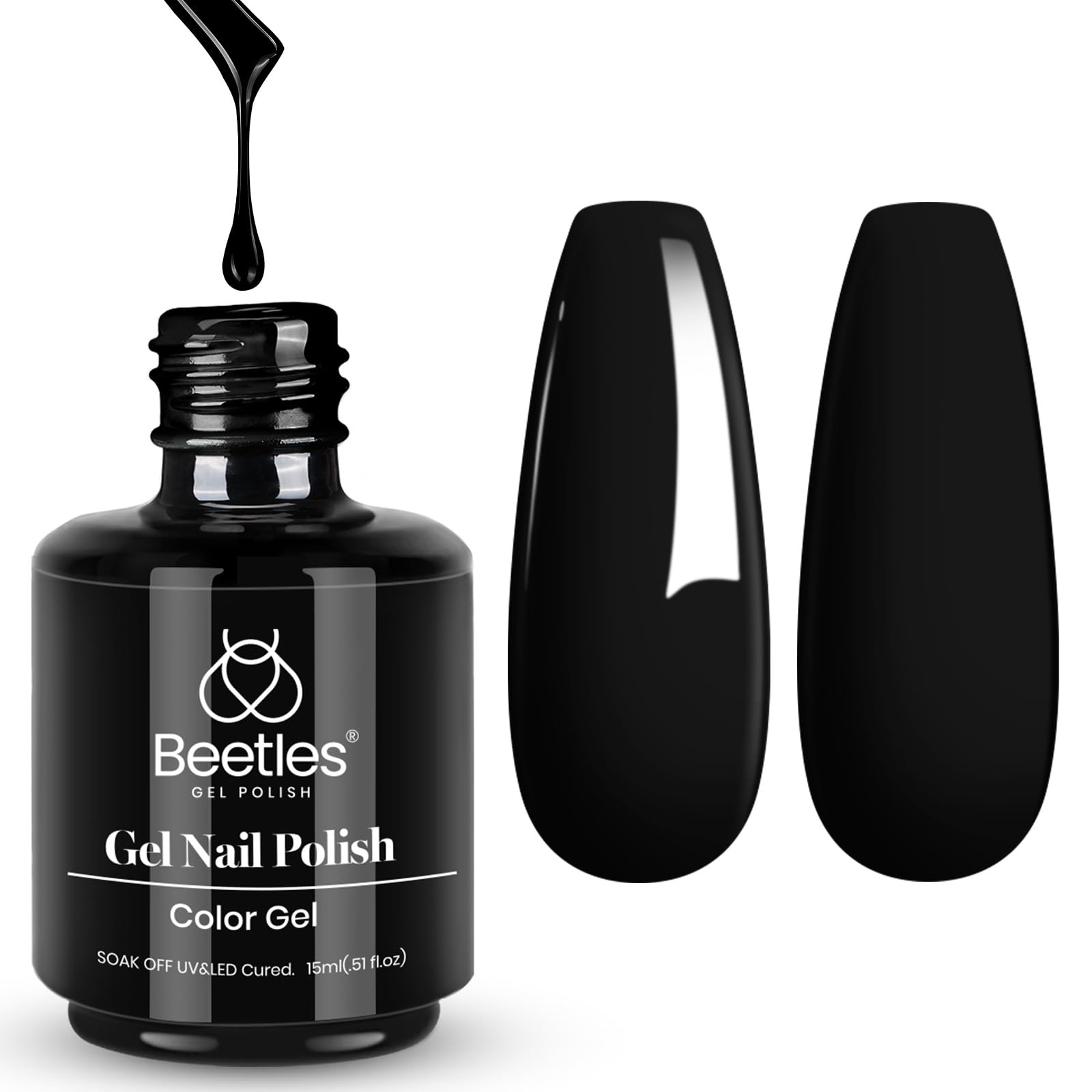 Esmalte De Uñas En Gel Beetles Audrey Black Color 15 Ml Soak Off - Venta Internacional.