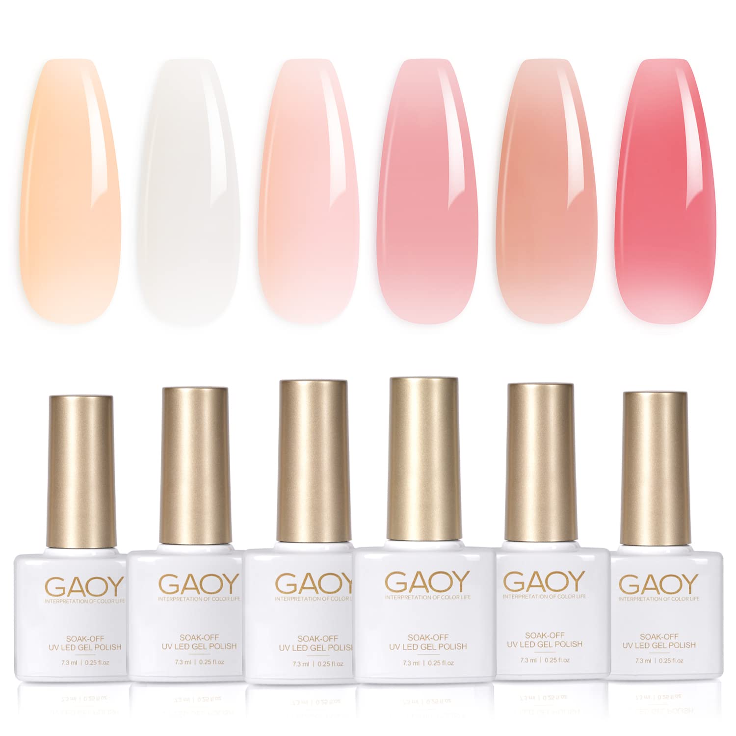 Set De Esmaltes De Uñas En Gel Gaoy Milky White X Jelly Nude 7,3 Ml (x6) - Venta Internacional.