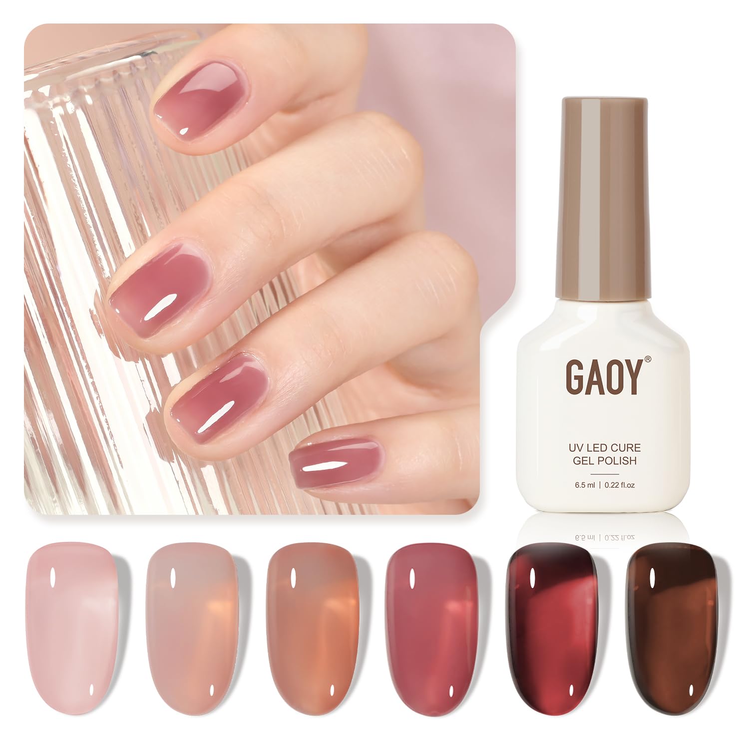 Foto 2 pulgar | Set De Esmaltes De Uñas Gaoy Rose Garden Jelly Gel, 6 Colores, 6,5 Ml - Venta Internacional.