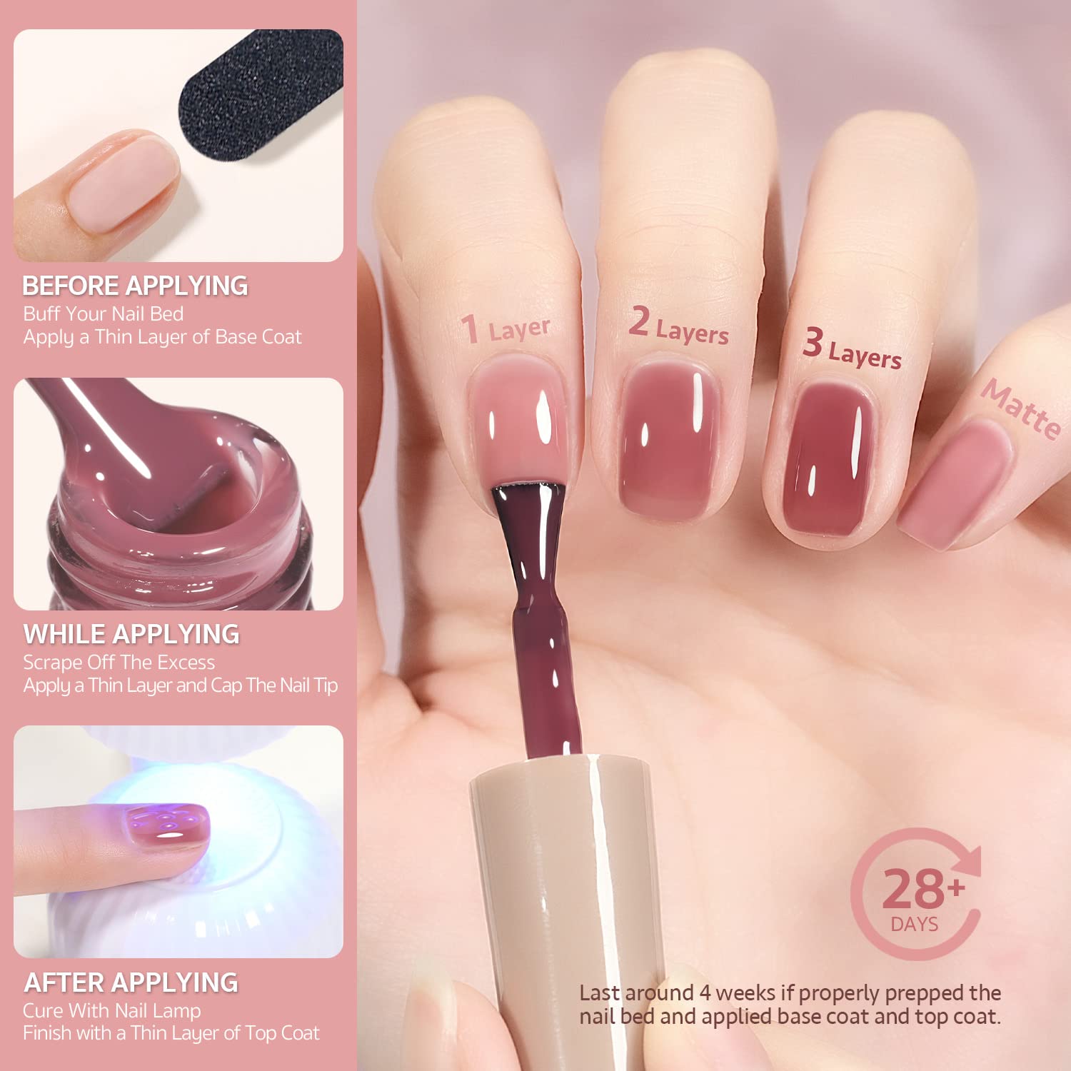 Foto 5 | Set De Esmaltes De Uñas Gaoy Rose Garden Jelly Gel, 6 Colores, 6,5 Ml - Venta Internacional.