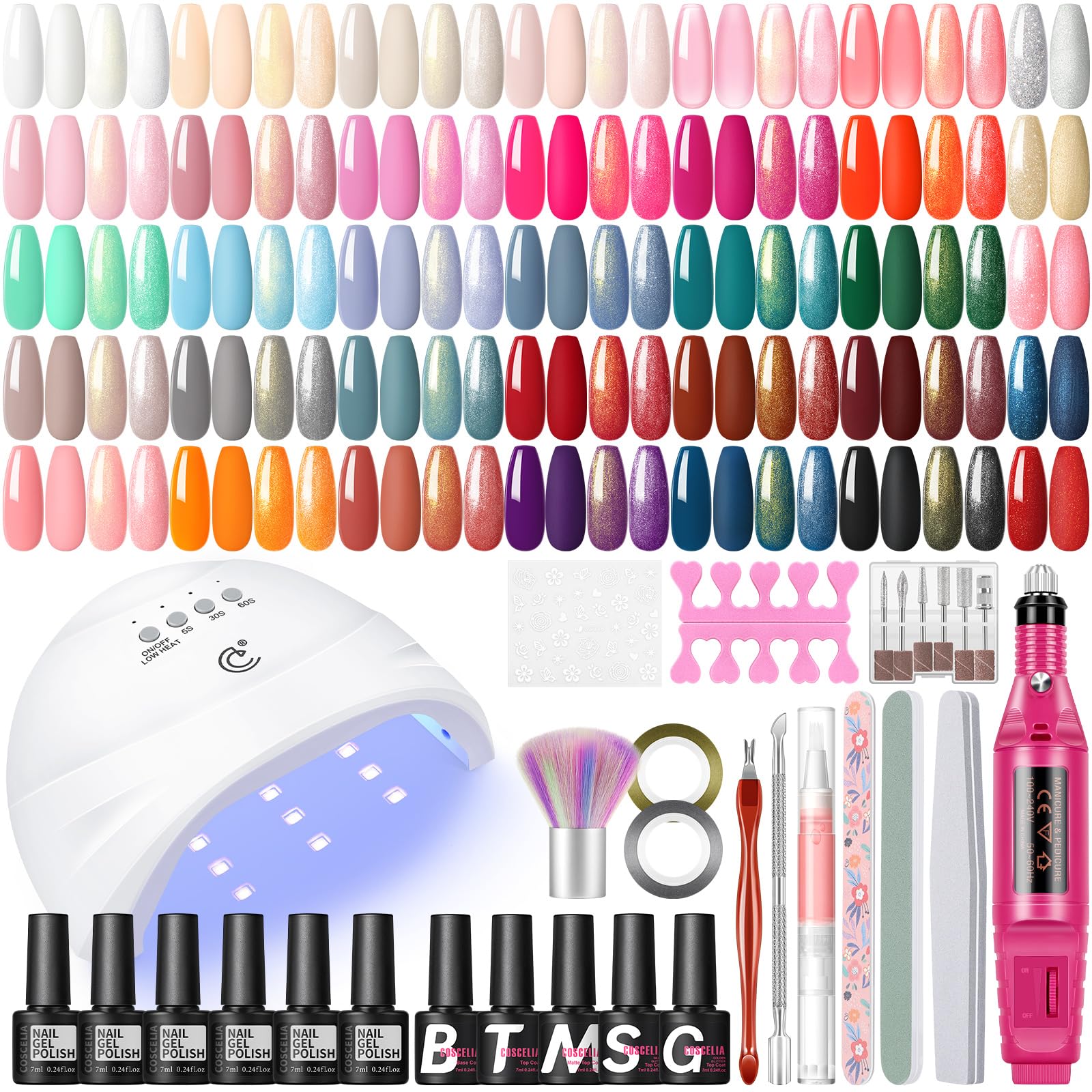 Kit De Esmalte De Uñas En Gel Coscelia 35 Colores Con Luz Uv Y Taladro - Venta Internacional.