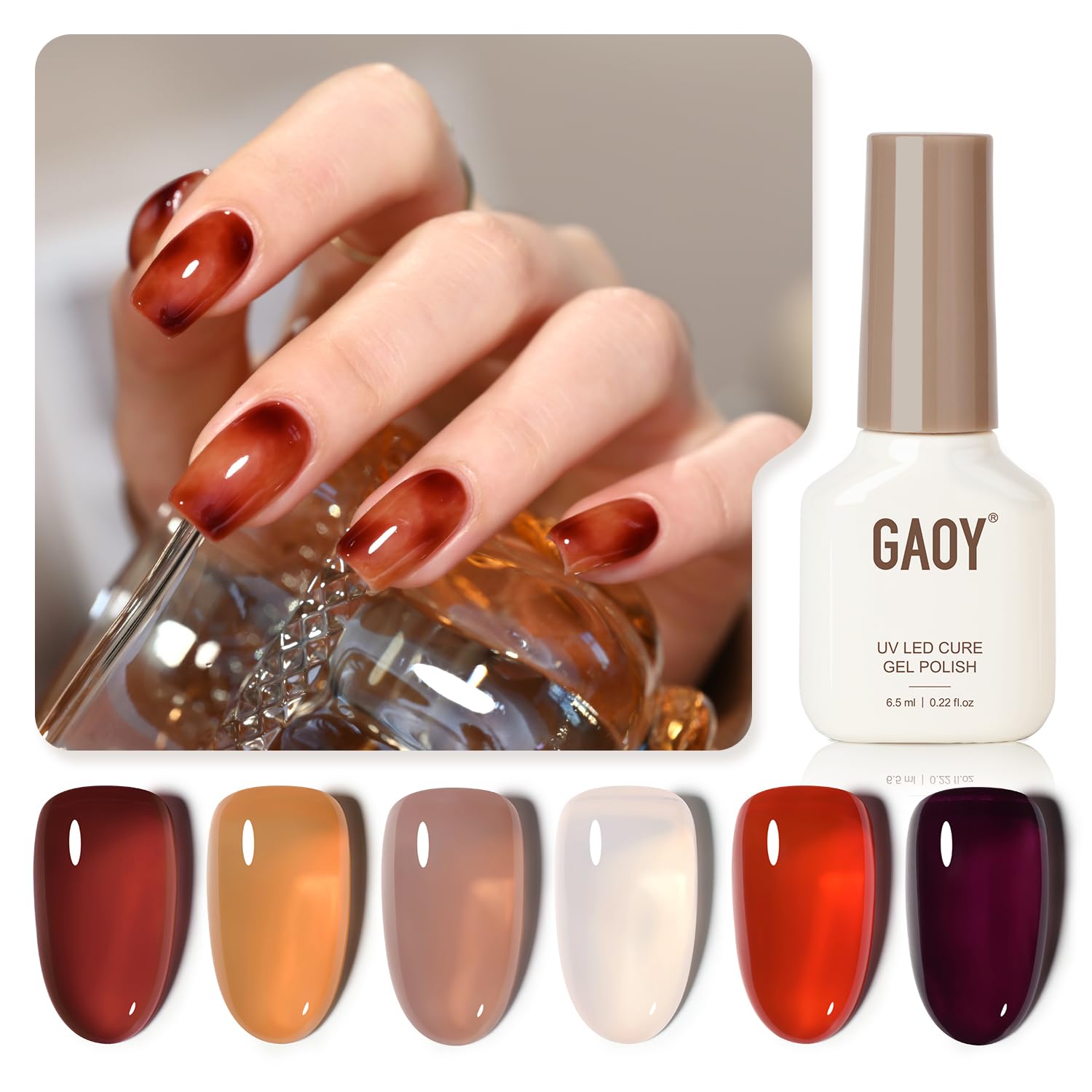 Set De Esmaltes De Uñas En Gel Gaoy Jelly Brown, 6 Colores, 6,5 Ml, Para Salón, Bricolaje - Venta Internacional.