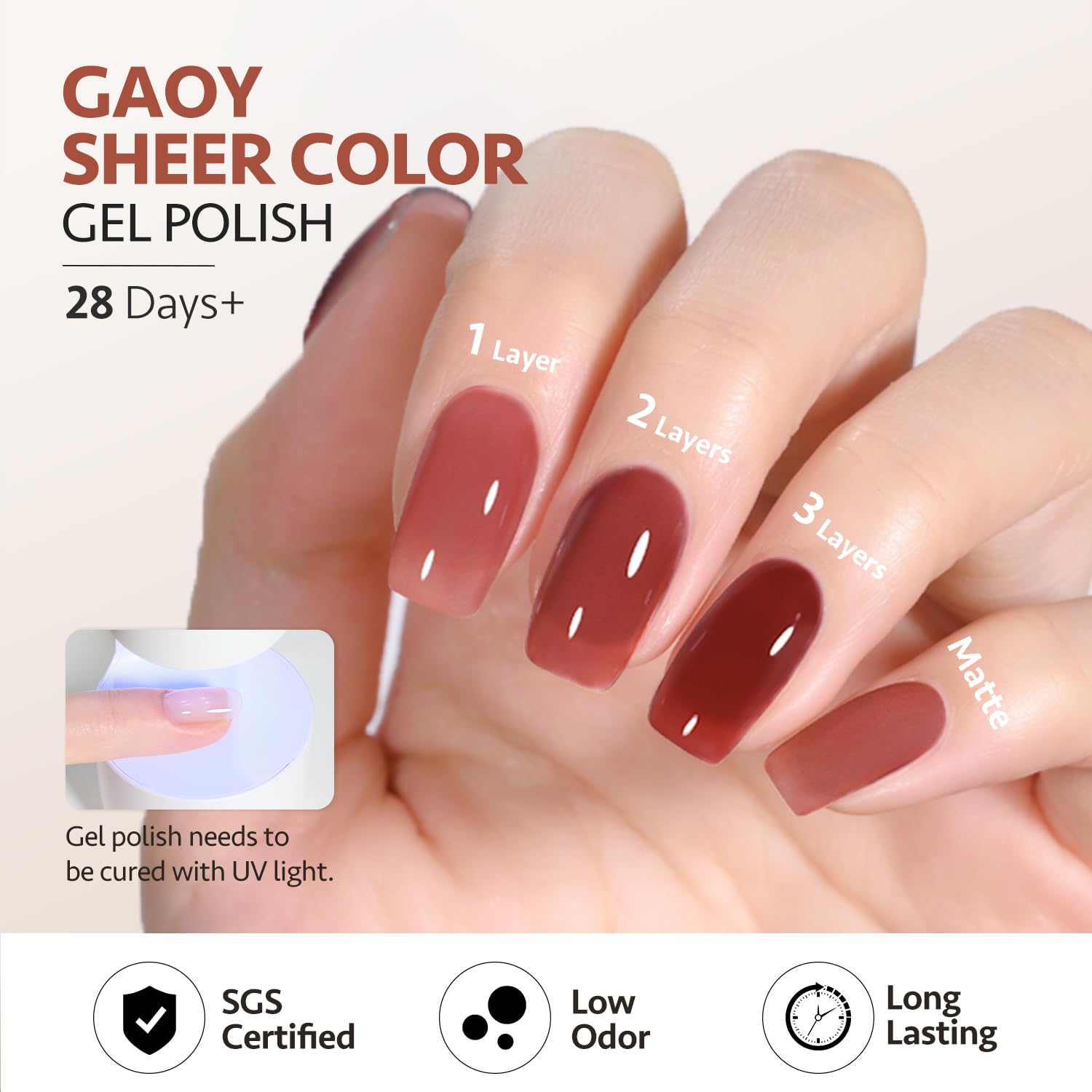 Foto 5 | Set De Esmaltes De Uñas En Gel Gaoy Jelly Brown, 6 Colores, 6,5 Ml, Para Salón, Bricolaje - Venta Internacional.