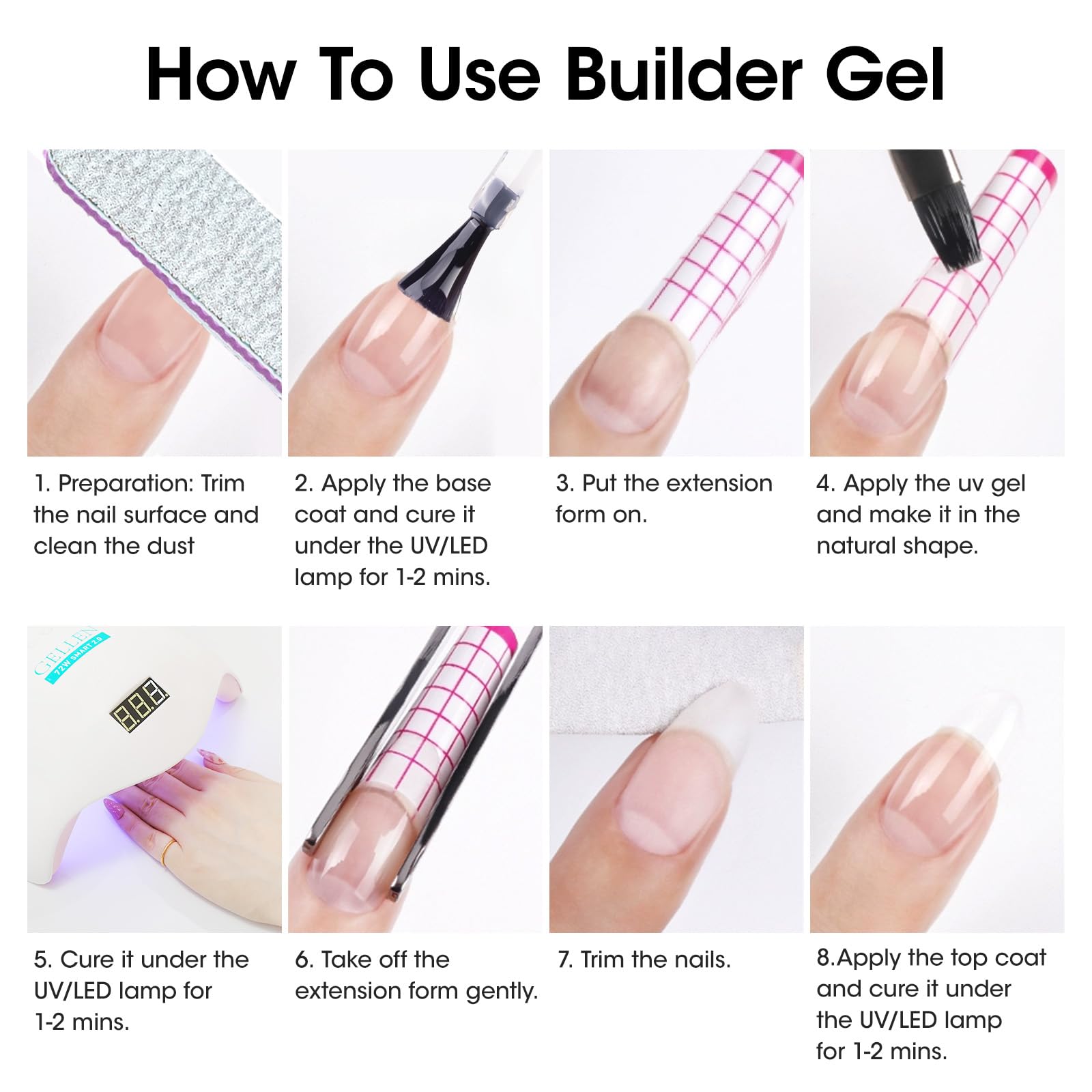 Foto 7 | Kit De Extensiones De Uñas Builder Gellen, 4 Colores, 15 Ml, Con Lámpara - Venta Internacional.